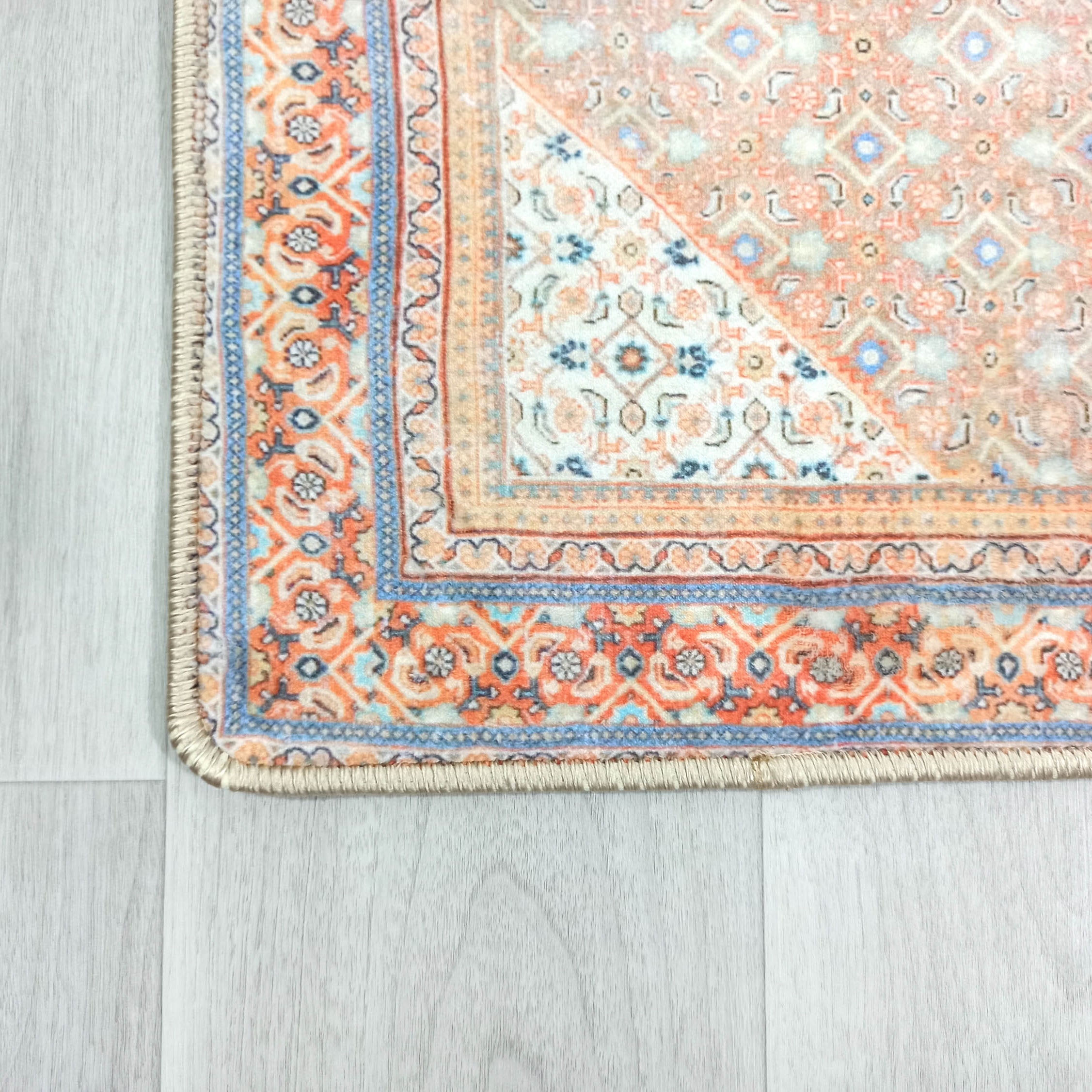 Kashan Faded Orange Blue Persian 2x3 Rug