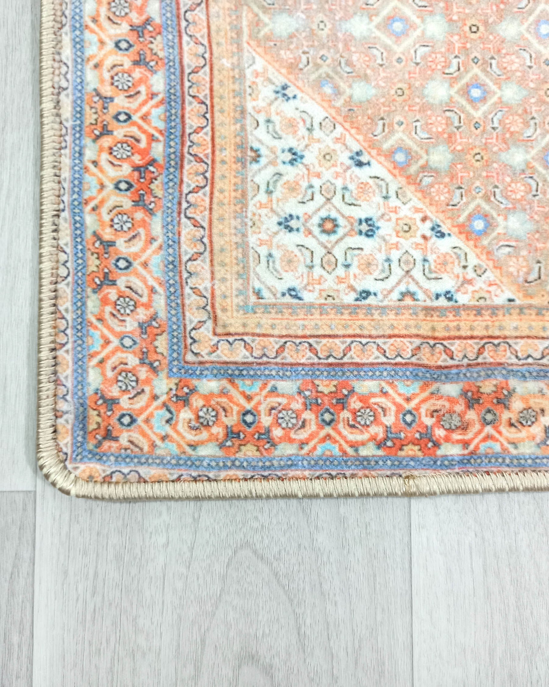 Kashan Faded Orange Blue Persian 2x3 Rug