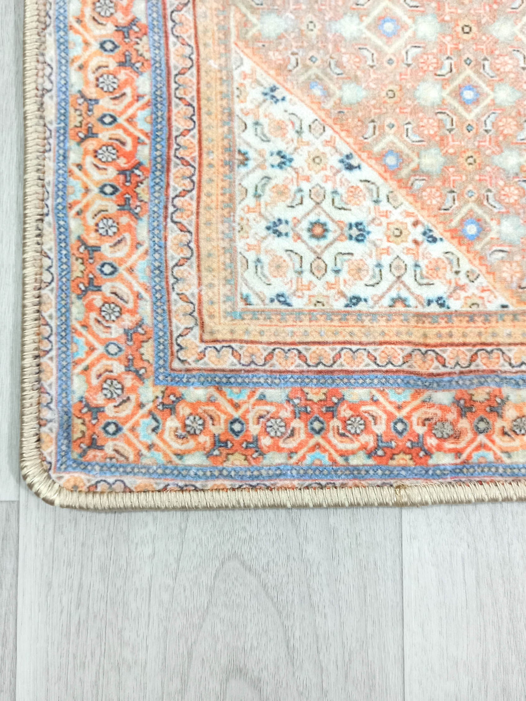 Kashan Faded Orange Blue Persian 2x3 Rug