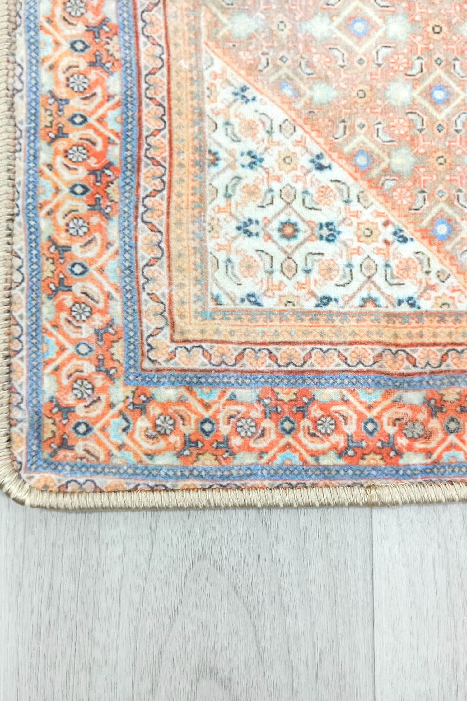 Kashan Faded Orange Blue Persian 2x3 Rug