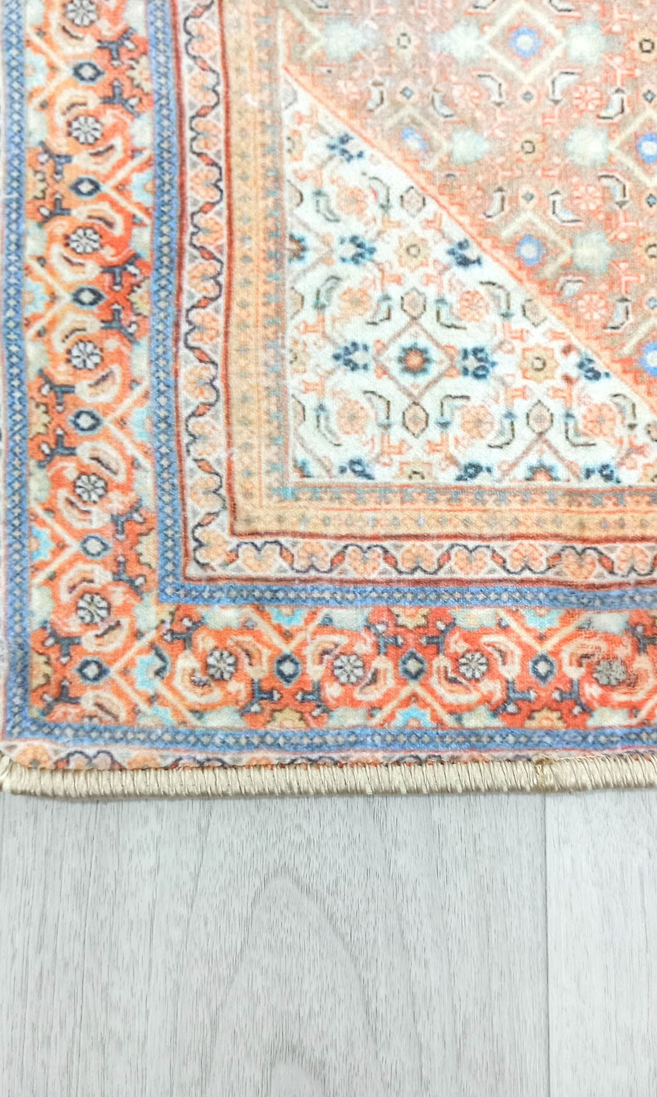 Kashan Faded Orange Blue Persian 2x3 Rug