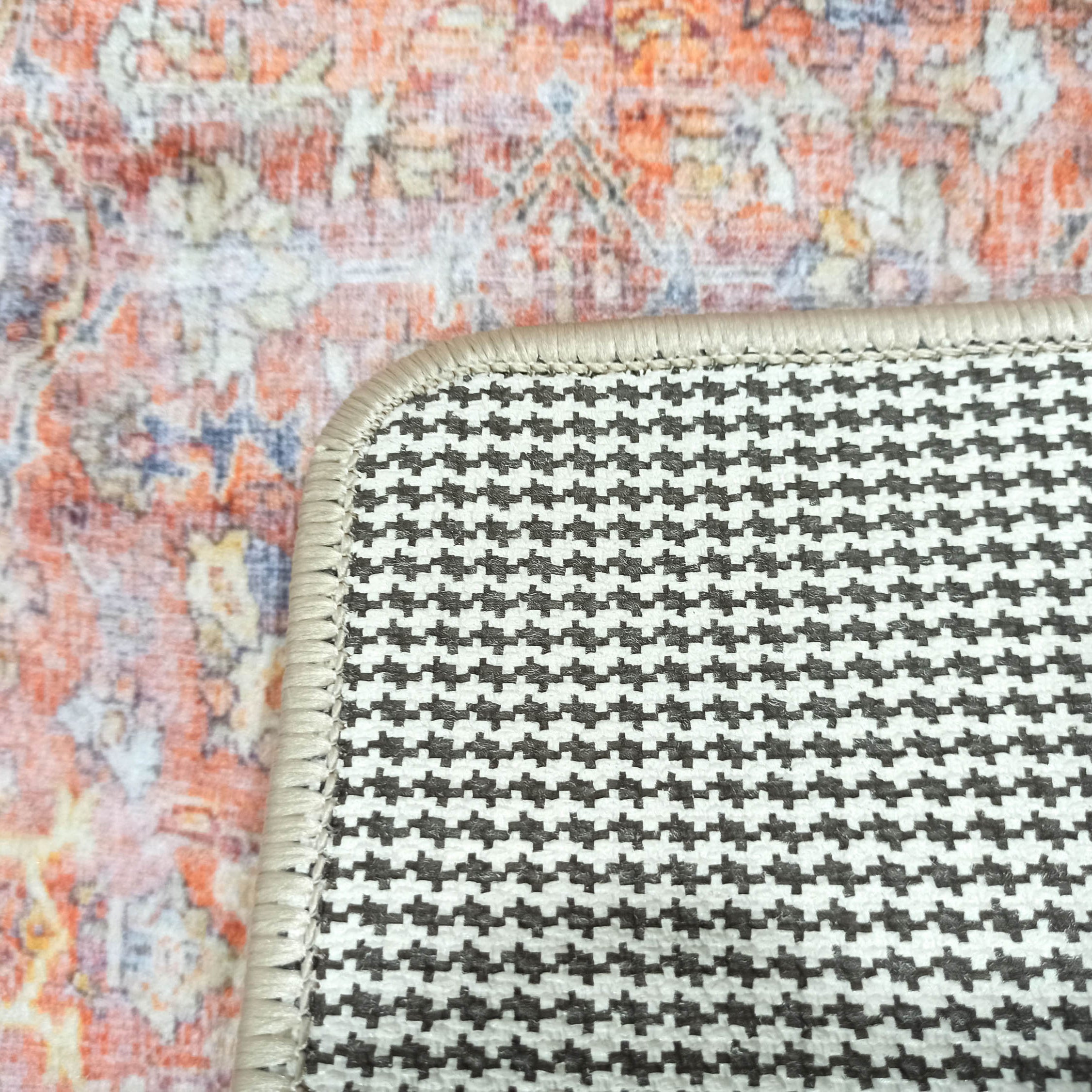 2x3 Persian Rug, Oriental Vintage Orange Terracotta Entryway Bedside Door Floor Mat Safe Non slip Bath Bedroom Kitchen Doormat Boho Soft Rug