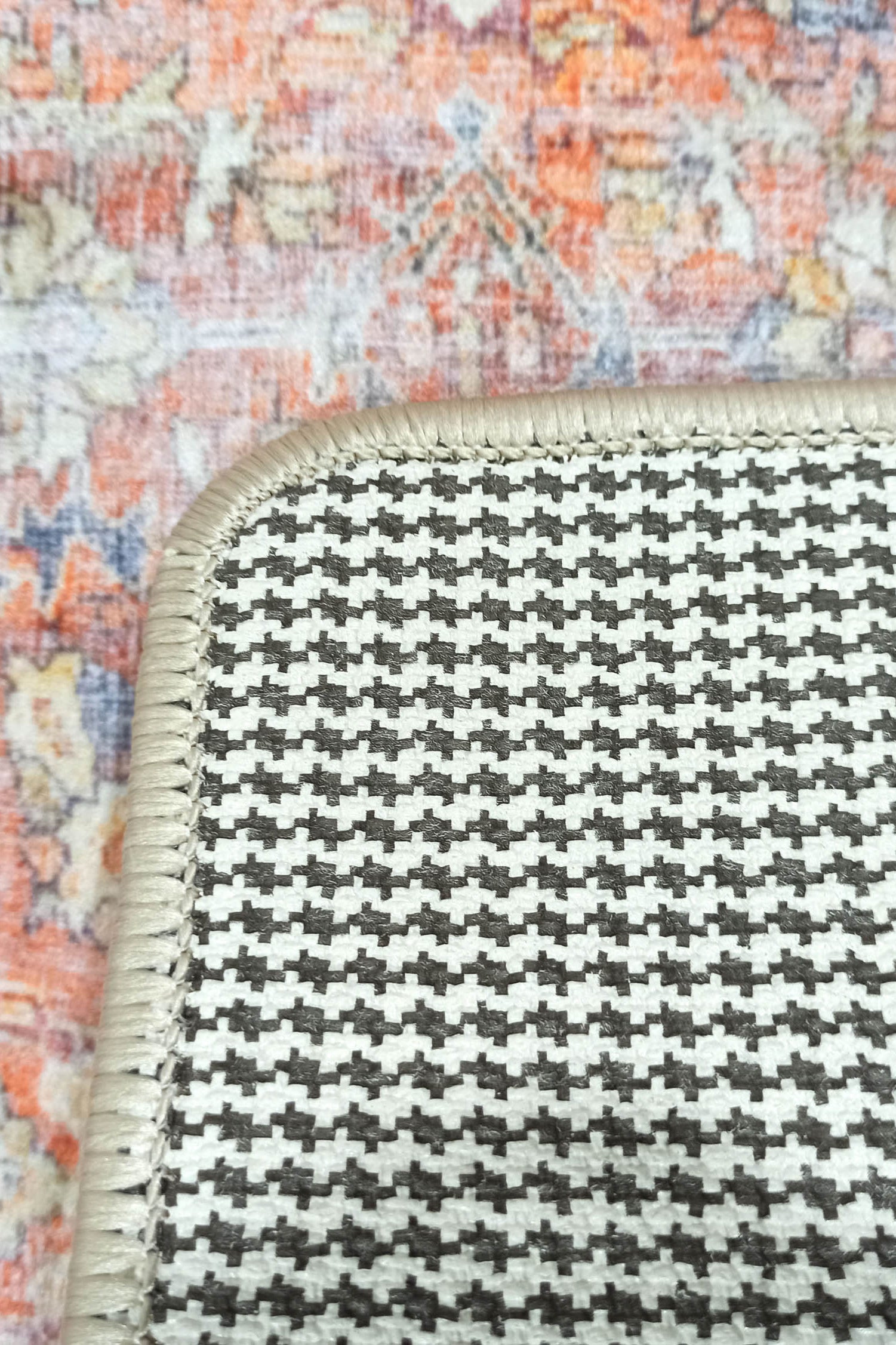 2x3 Persian Rug, Oriental Vintage Orange Terracotta Entryway Bedside Door Floor Mat Safe Non slip Bath Bedroom Kitchen Doormat Boho Soft Rug