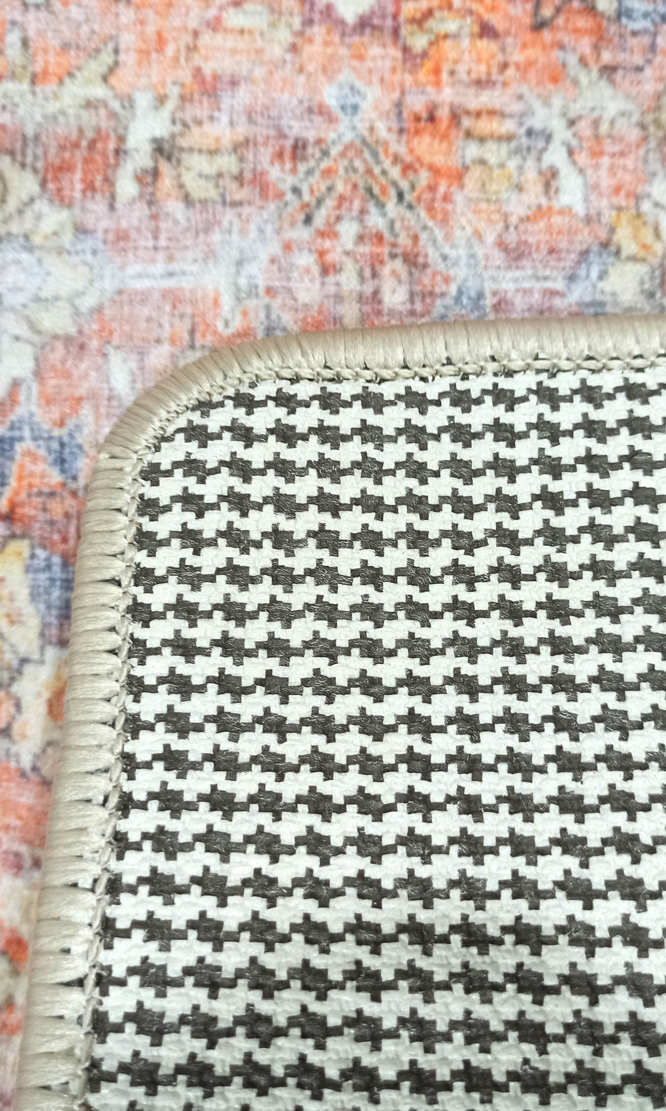 2x3 Persian Rug, Oriental Vintage Orange Terracotta Entryway Bedside Door Floor Mat Safe Non slip Bath Bedroom Kitchen Doormat Boho Soft Rug