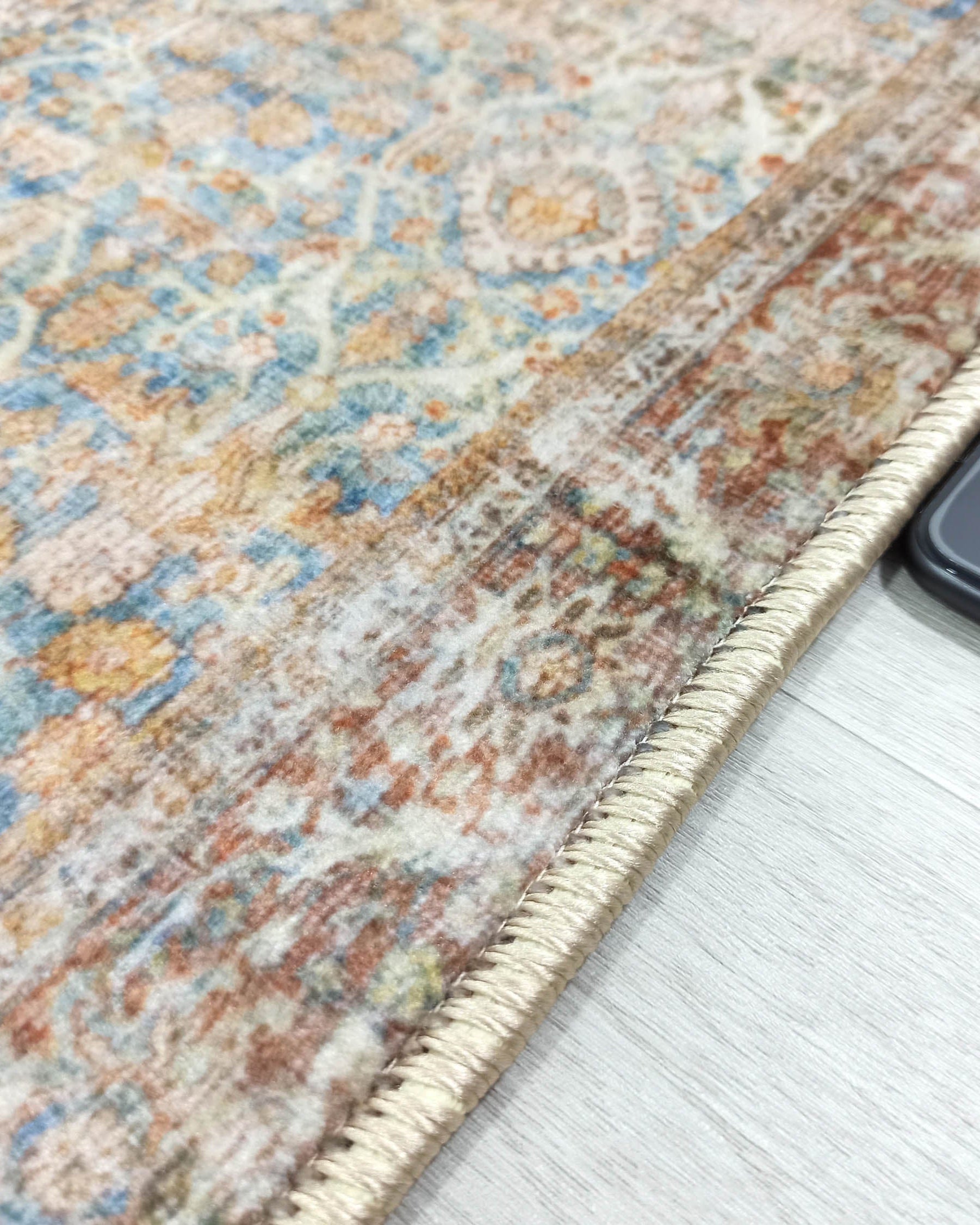 2x3 Persian Rug, Vintage Blue Terracotta Entryway Bedside Door Floor Mat Safe Non slip Bath Bathroom Kitchen Doormat Bohemian Decor Rugs