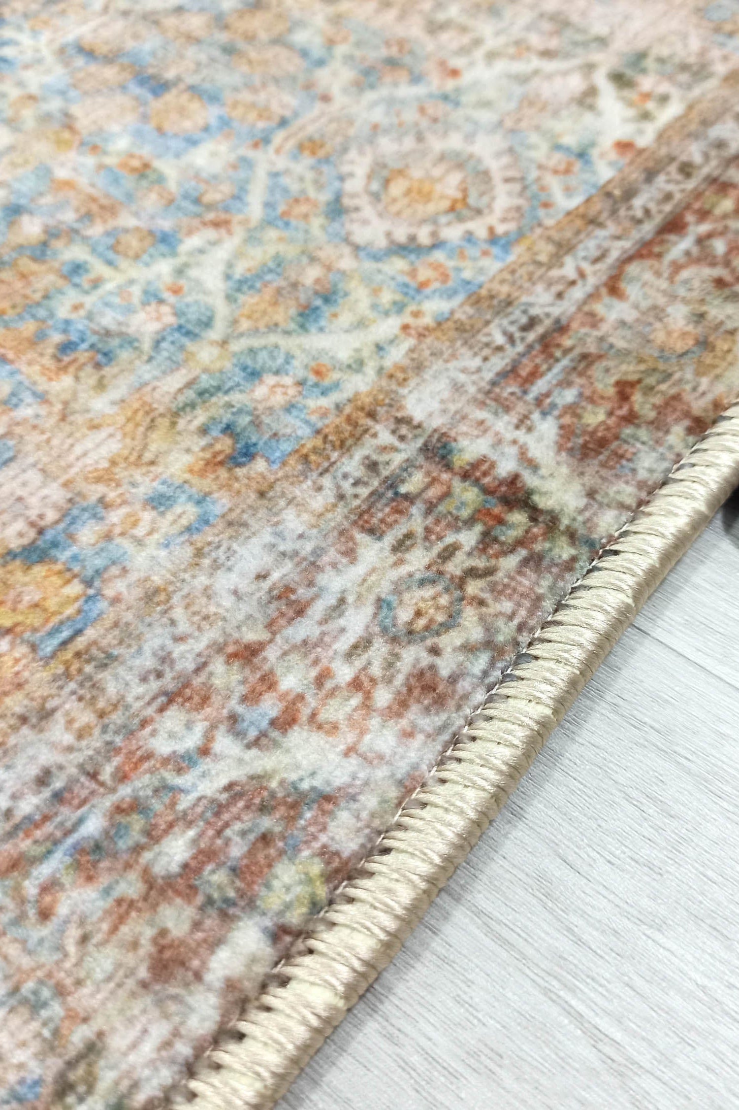 2x3 Persian Rug, Vintage Blue Terracotta Entryway Bedside Door Floor Mat Safe Non slip Bath Bathroom Kitchen Doormat Bohemian Decor Rugs