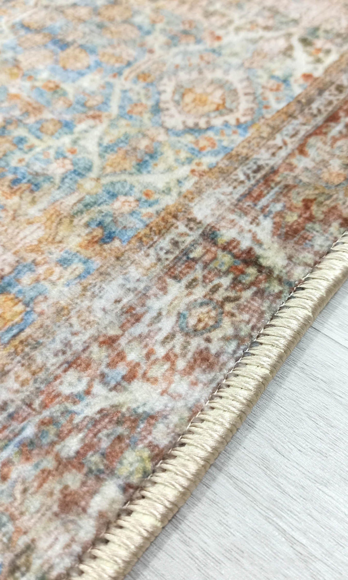 2x3 Persian Rug, Vintage Blue Terracotta Entryway Bedside Door Floor Mat Safe Non slip Bath Bathroom Kitchen Doormat Bohemian Decor Rugs