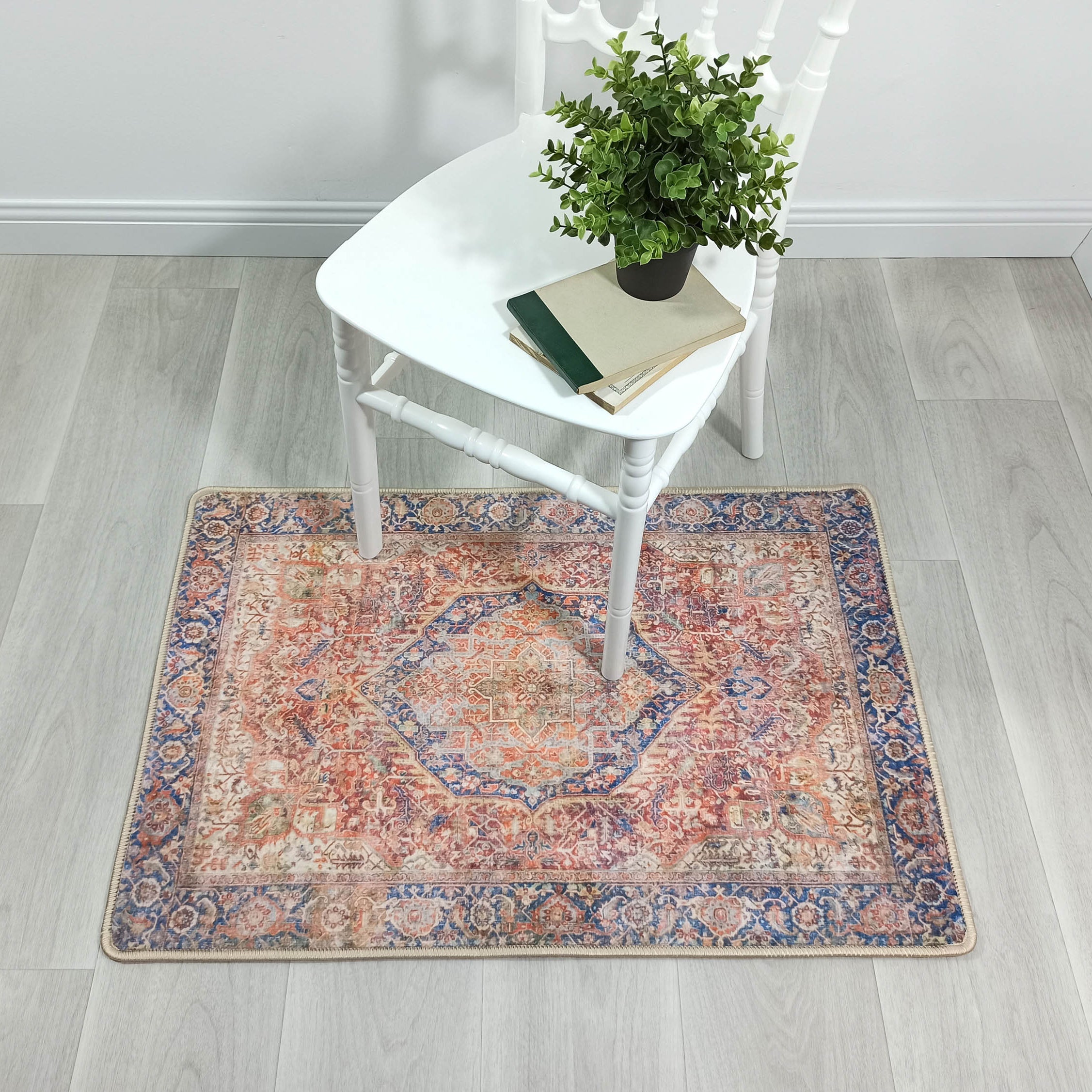 Nayeli Red Terracotta Blue Vintage Persian 2x3 Rug