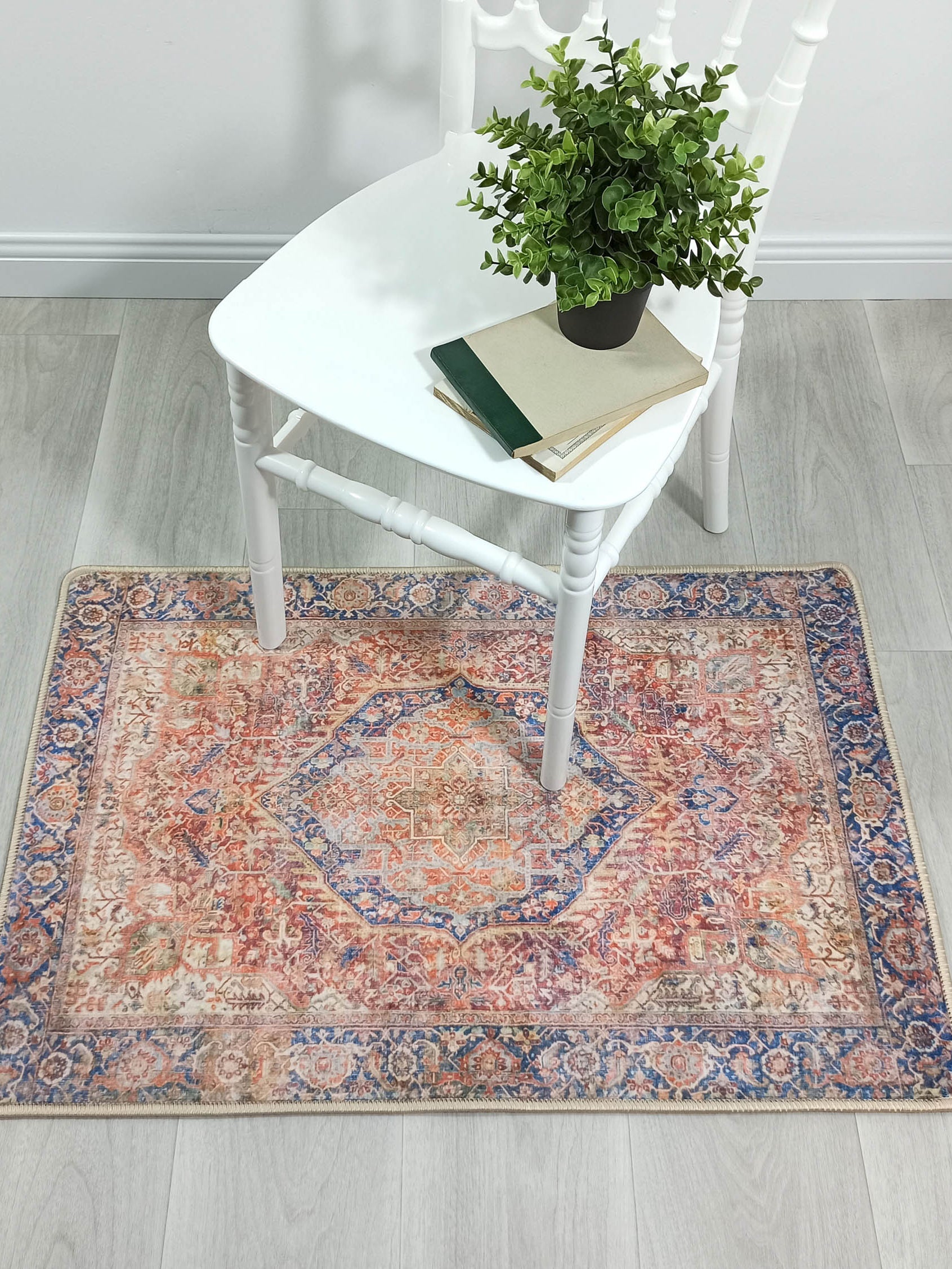 Nayeli Red Terracotta Blue Vintage Persian 2x3 Rug