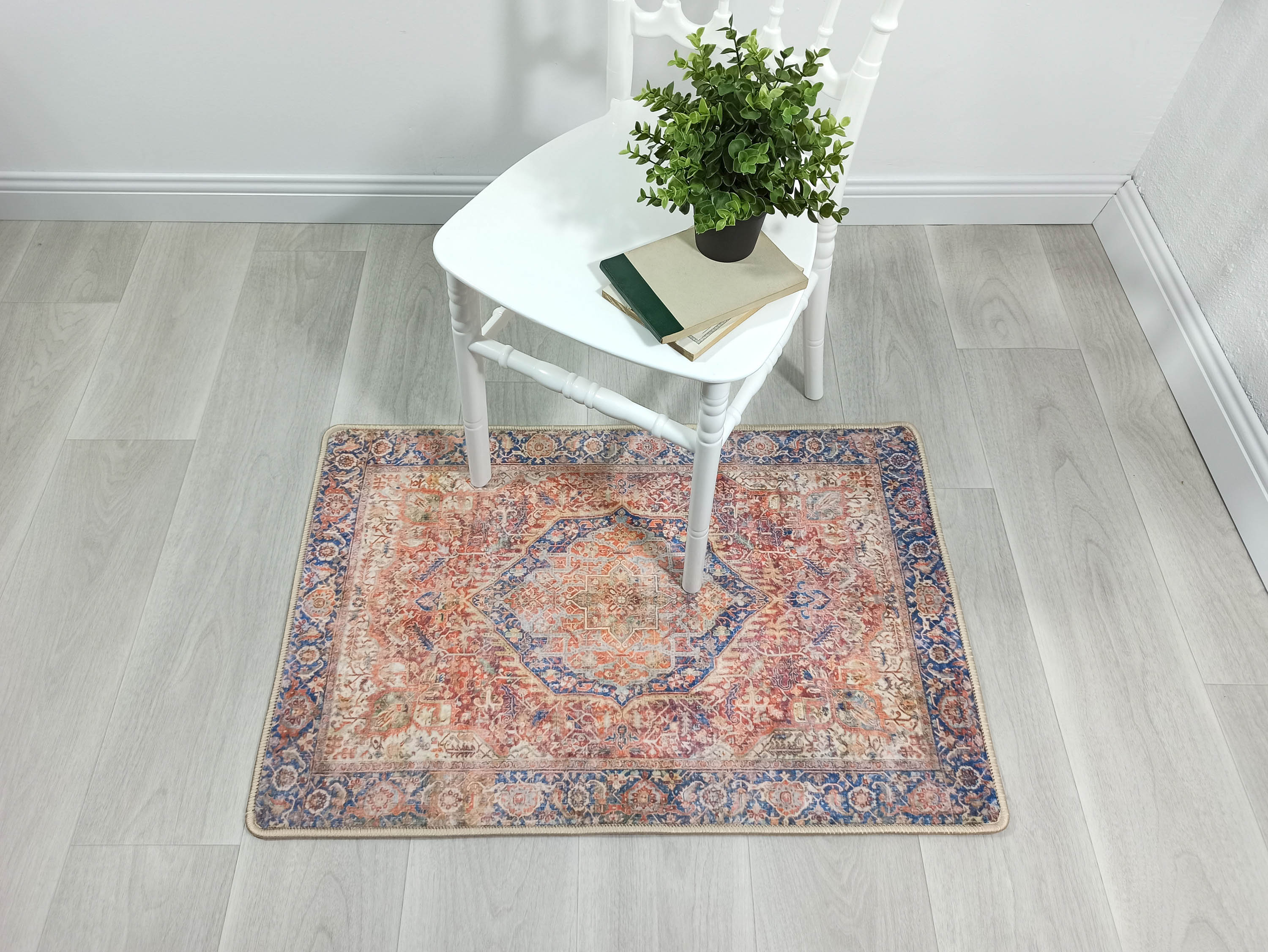 Nayeli Red Terracotta Blue Vintage Persian 2x3 Rug