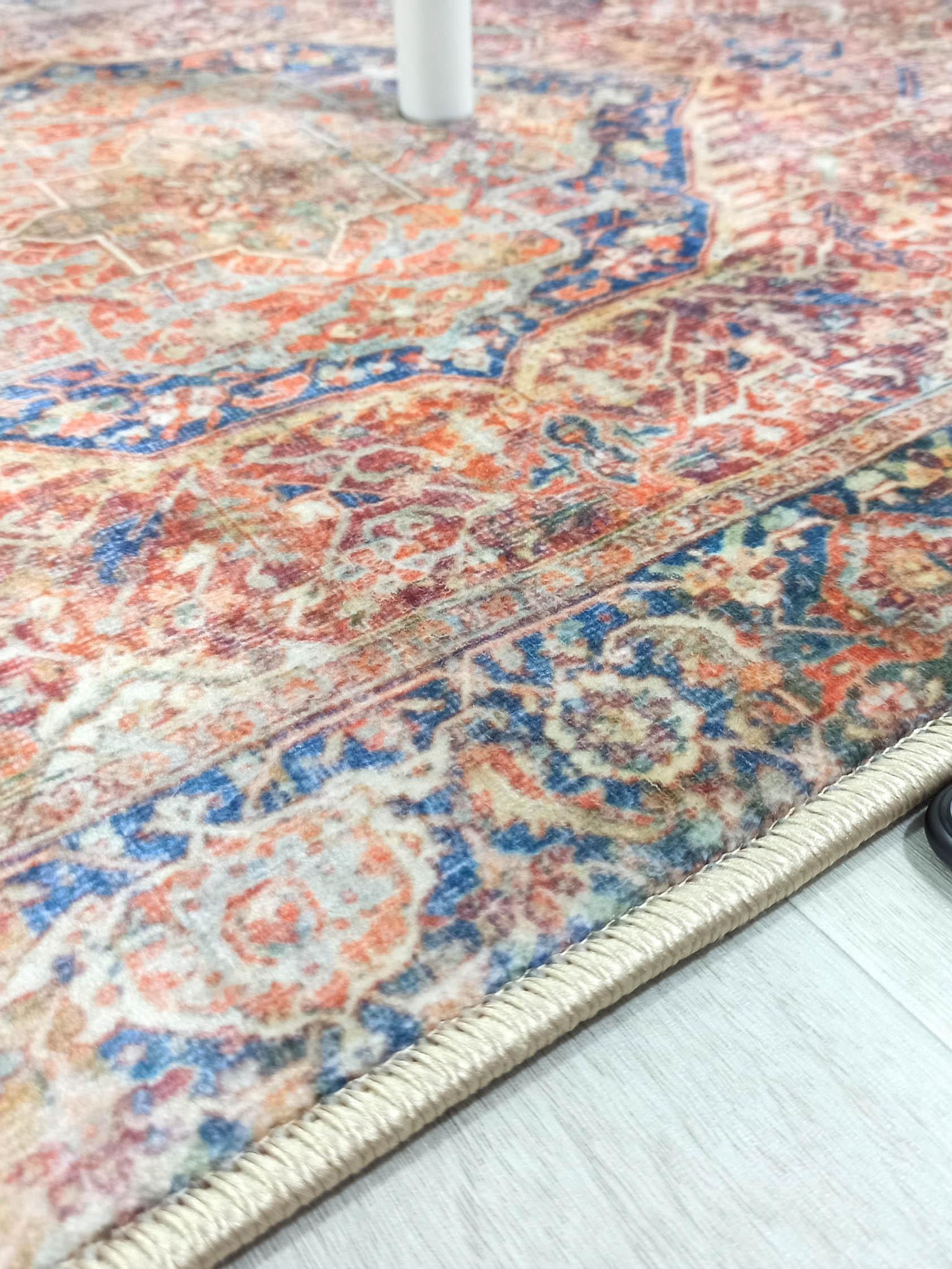 Nayeli Red Terracotta Blue Vintage Persian 2x3 Rug