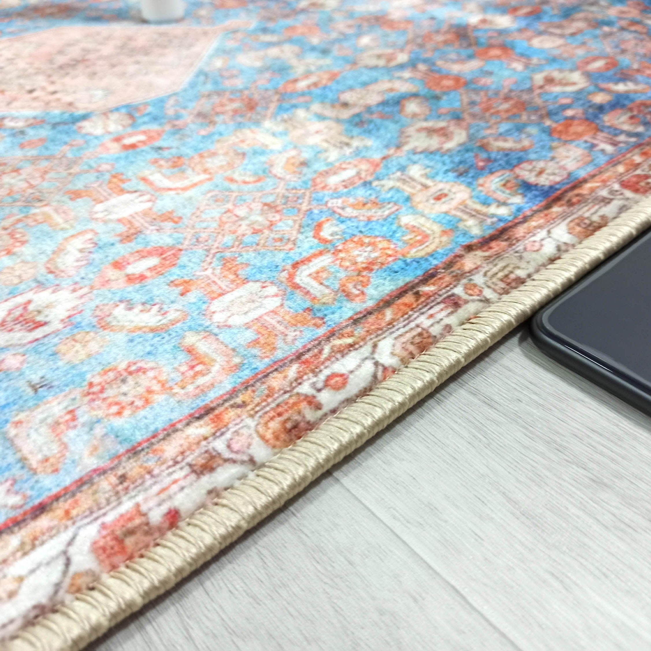 Hosanna Faded Blue Beige Terracotta Persian 2x3 Rug