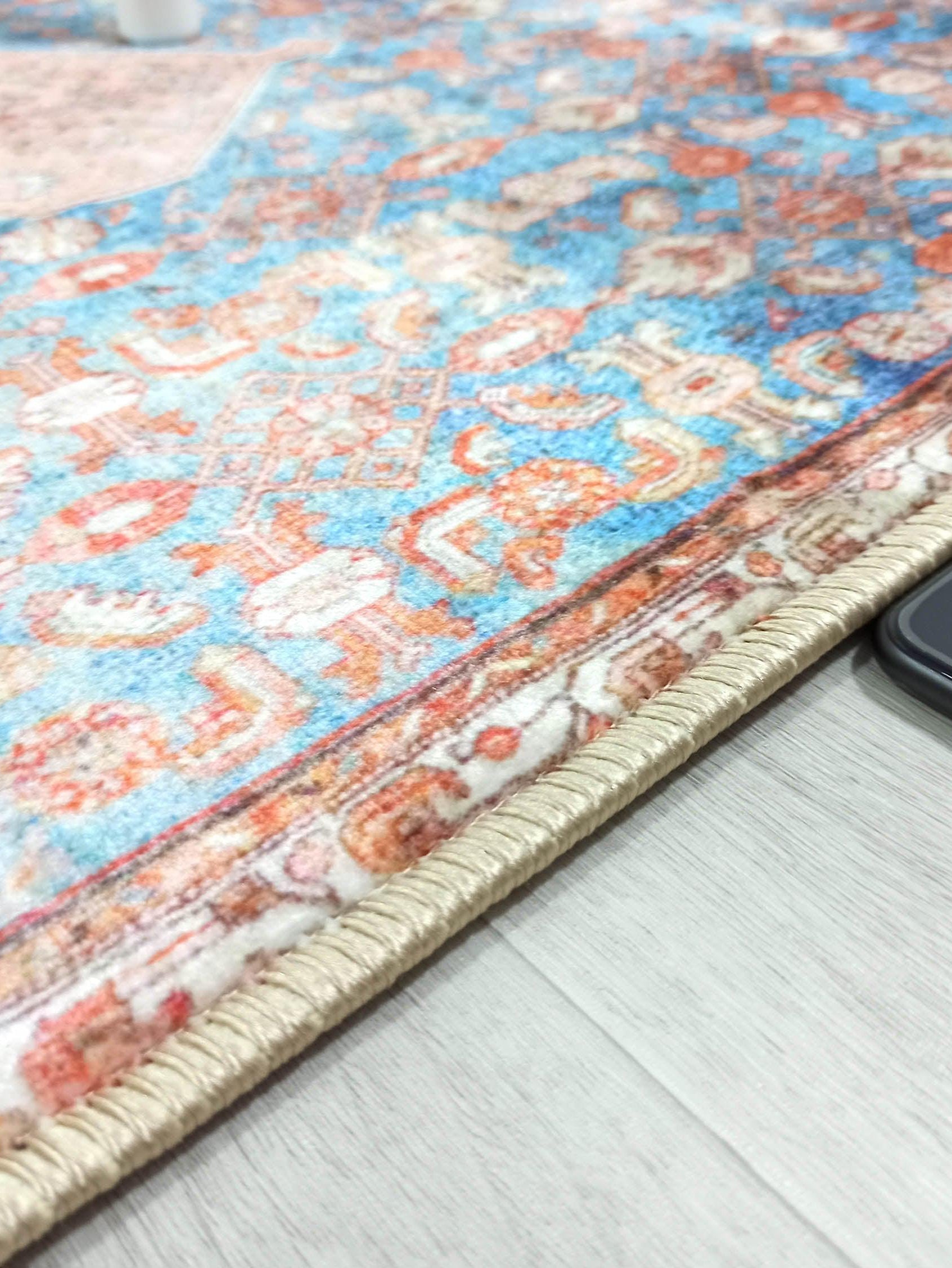 Hosanna Faded Blue Beige Terracotta Persian 2x3 Rug