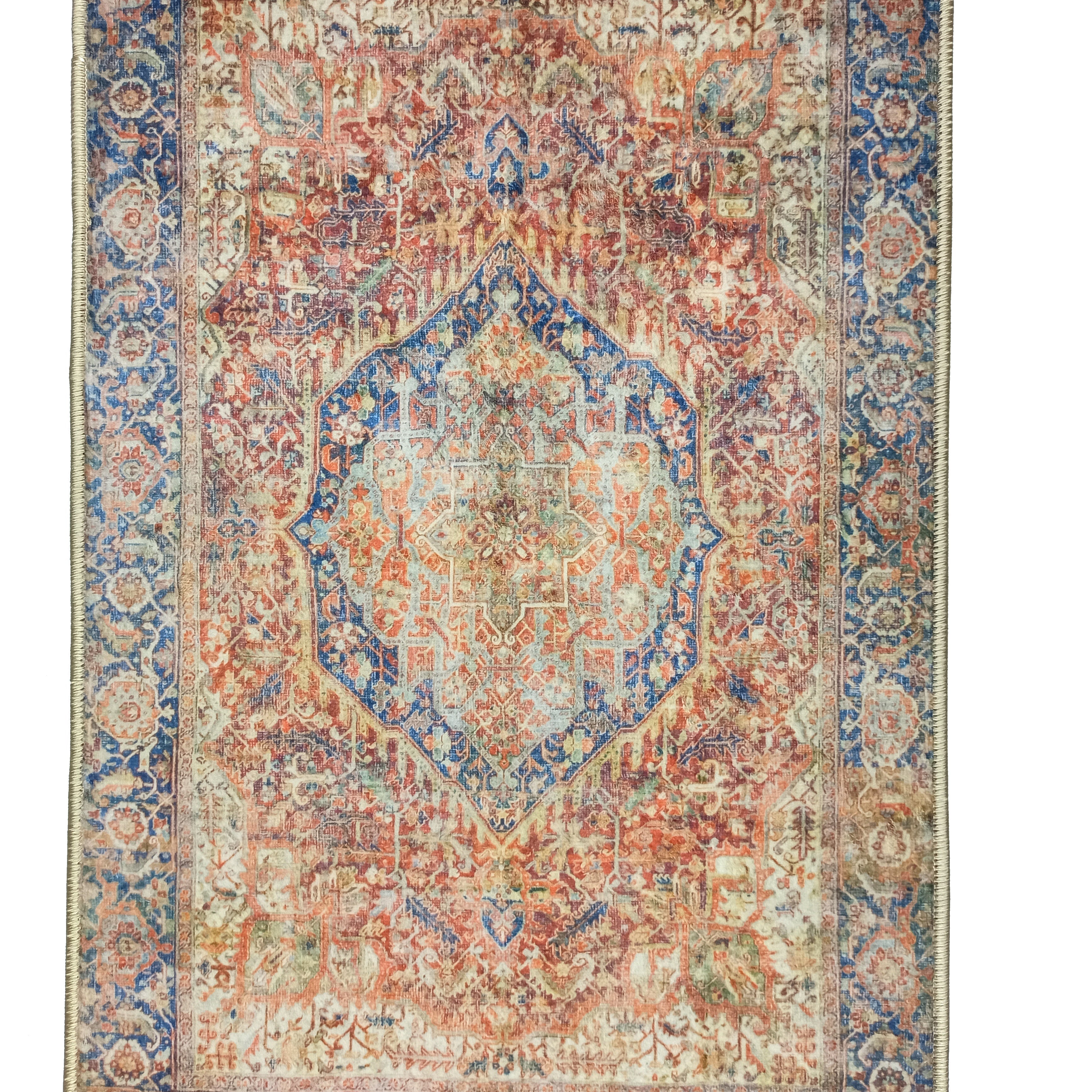 Nayeli Red Terracotta Blue Vintage Persian 2x3 Rug
