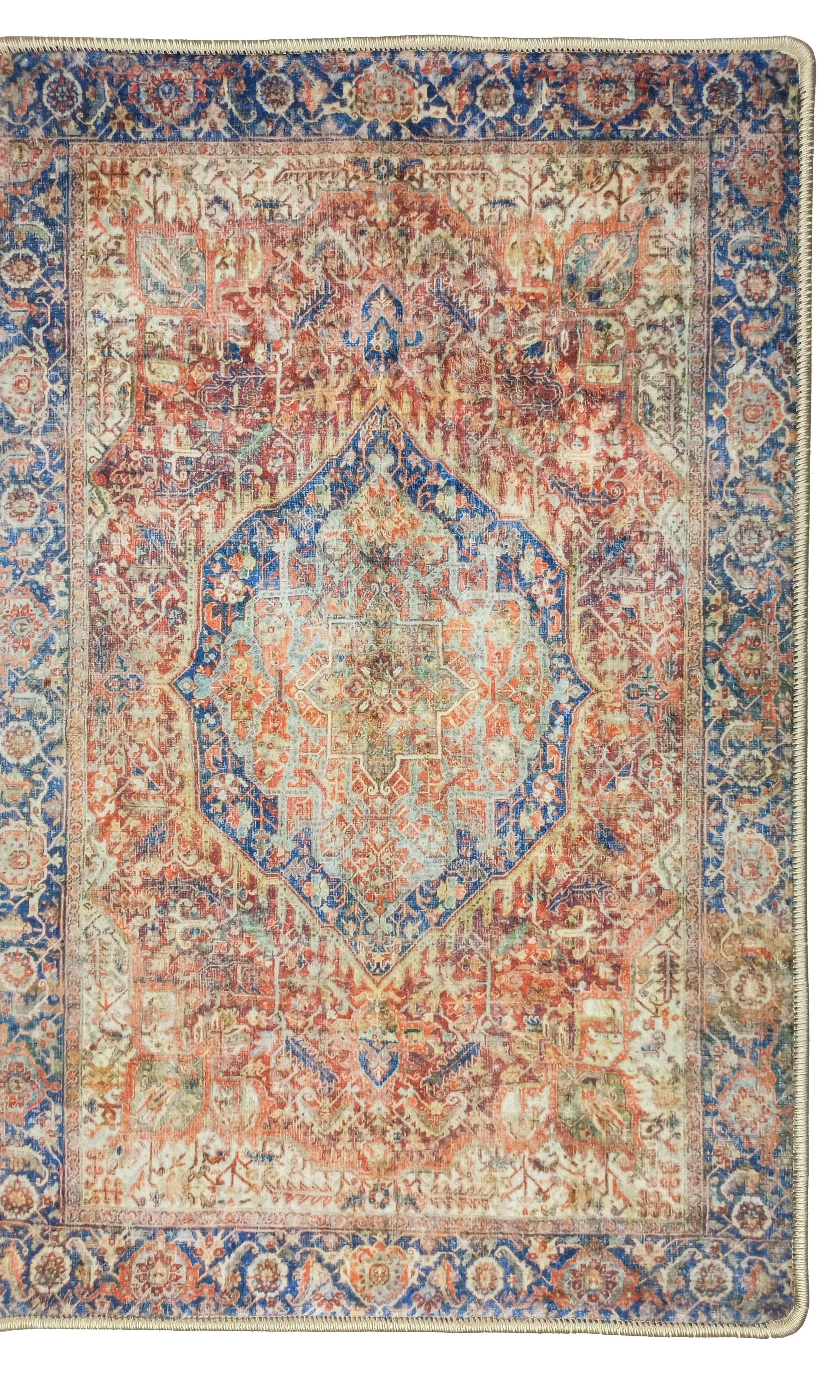 Nayeli Red Terracotta Blue Vintage Persian 2x3 Rug