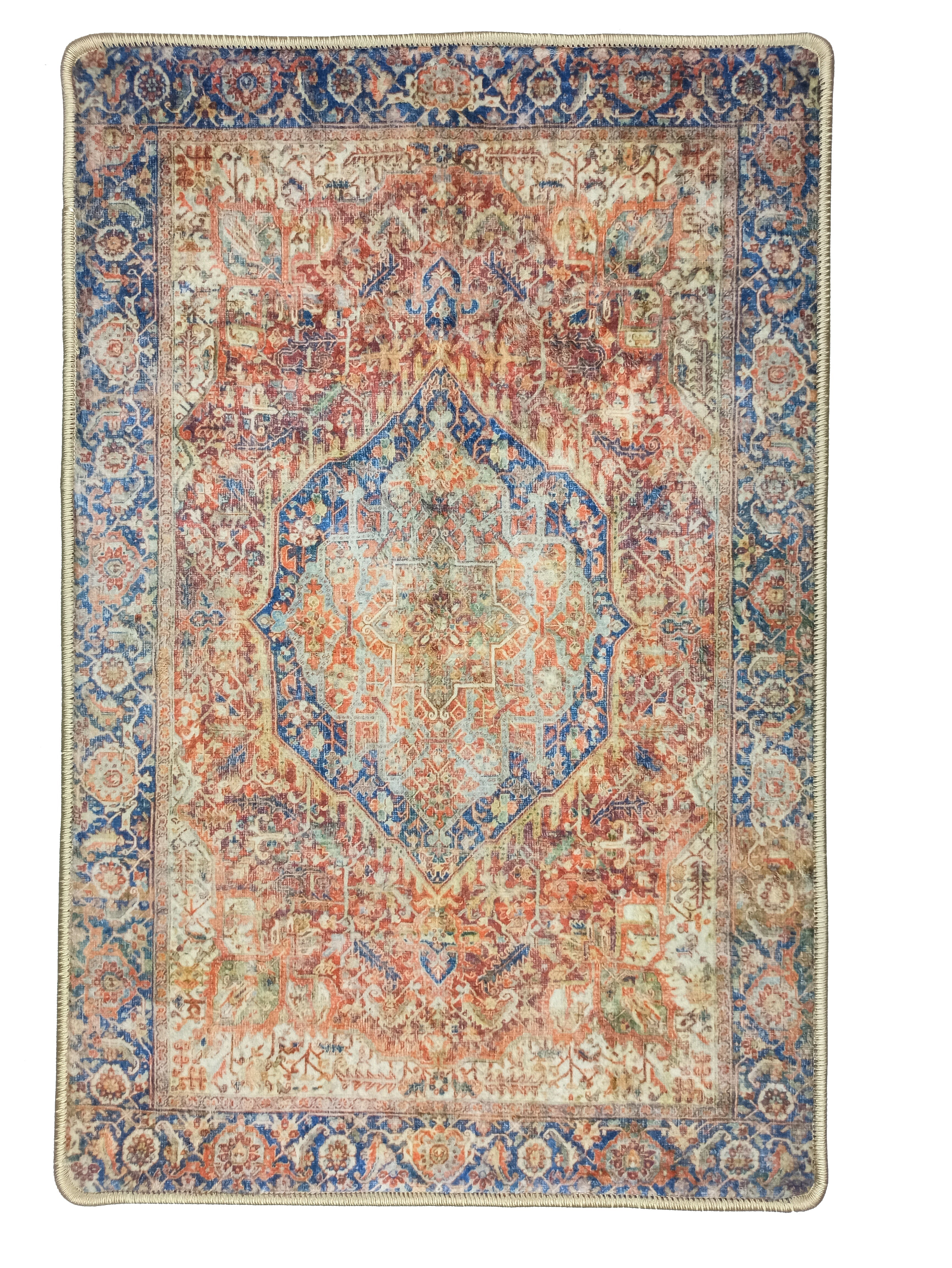 Nayeli Red Terracotta Blue Vintage Persian 2x3 Rug