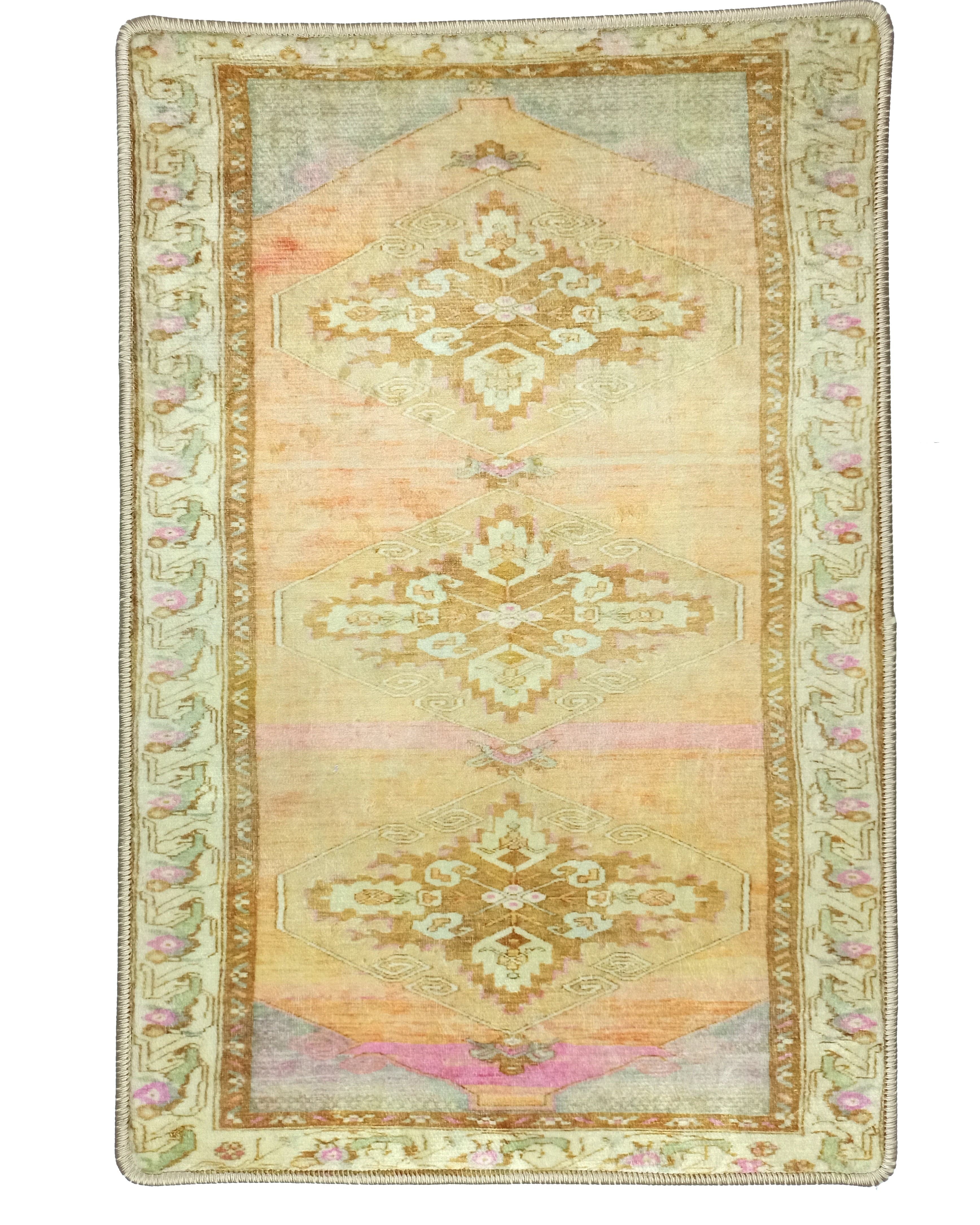 Jurnee Faded Orange Yellow Persian 2x3 Rug