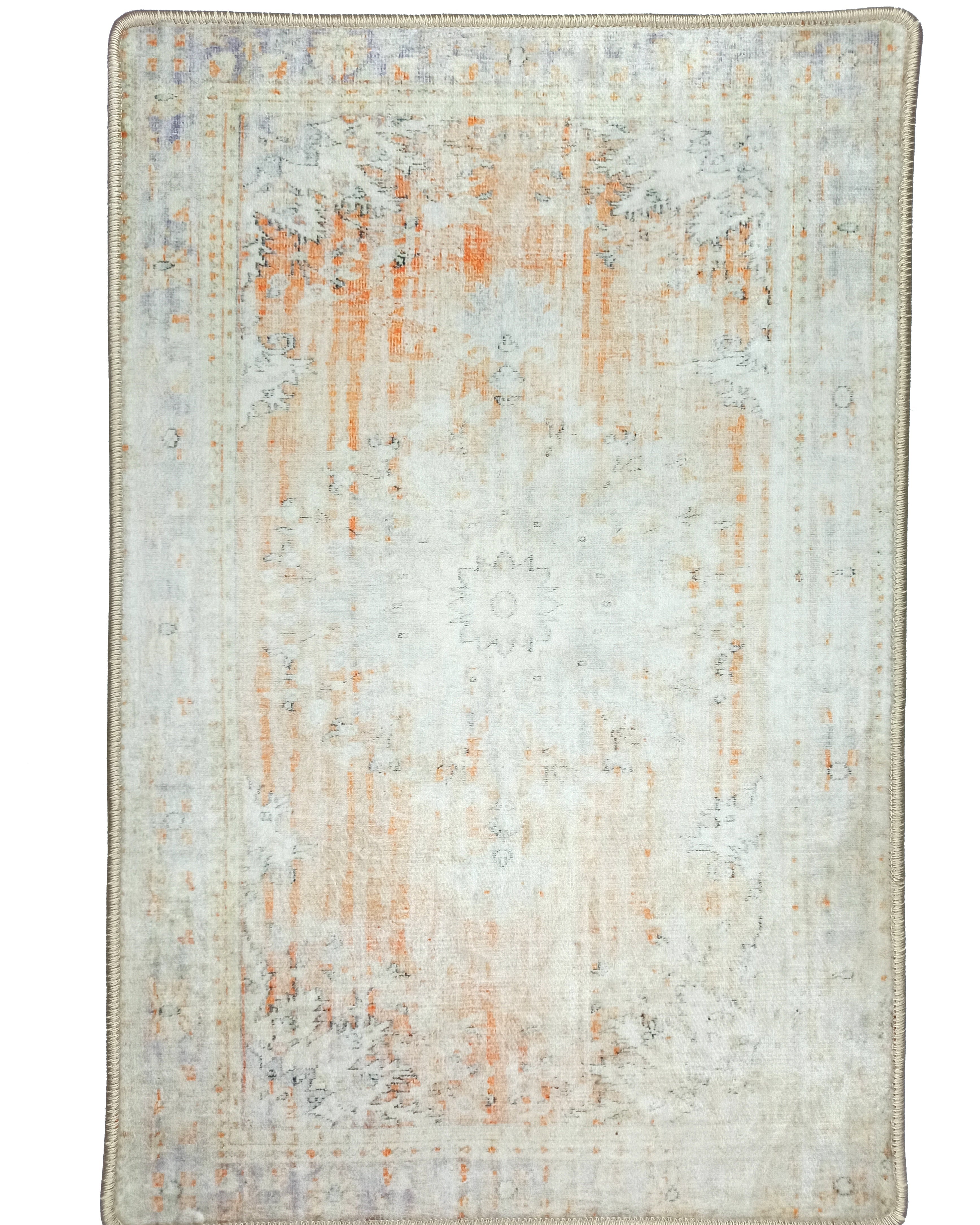 Makenna Orange Distressed Beige Turkish 2x3 Rug
