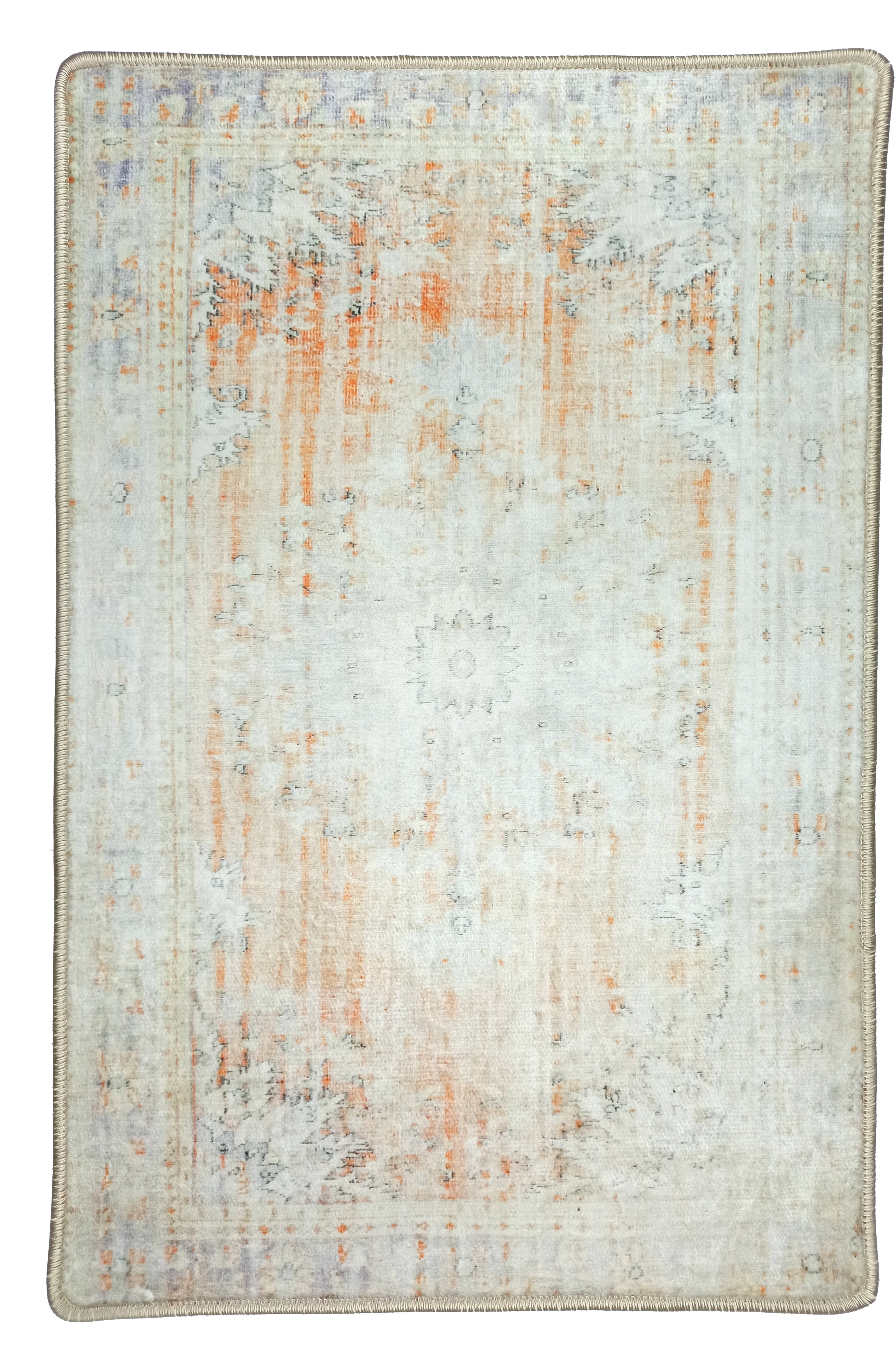 Makenna Orange Distressed Beige Turkish 2x3 Rug