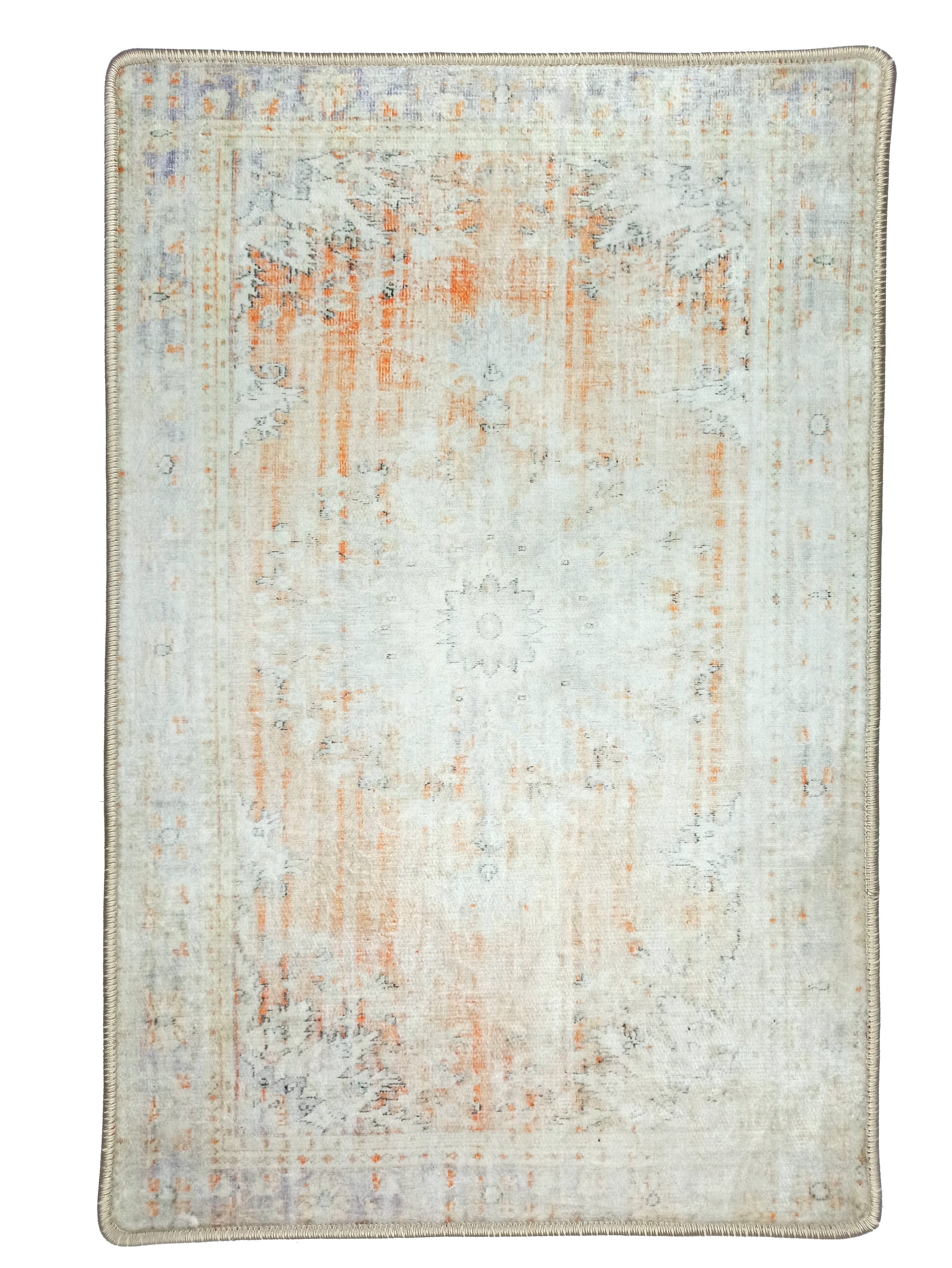 Makenna Orange Distressed Beige Turkish 2x3 Rug