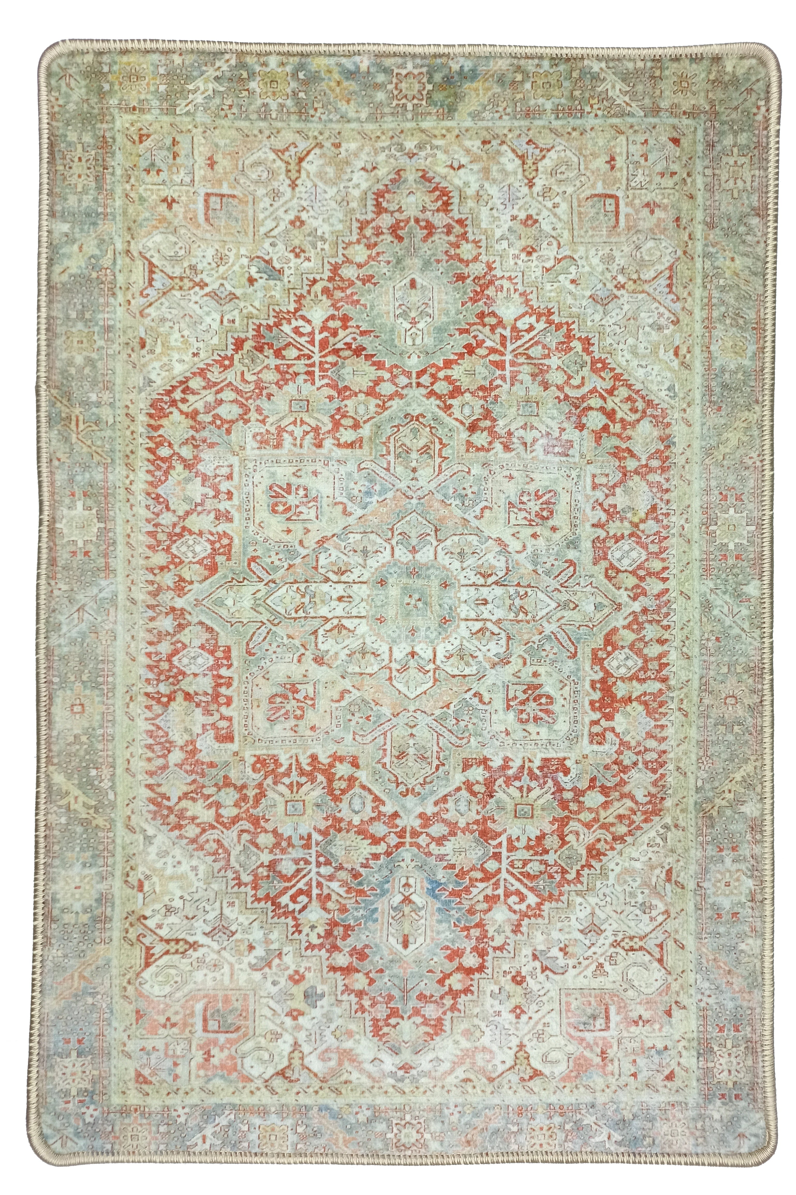 Atlas Faded Burnt Orange Heriz Persian 2x3 Rug