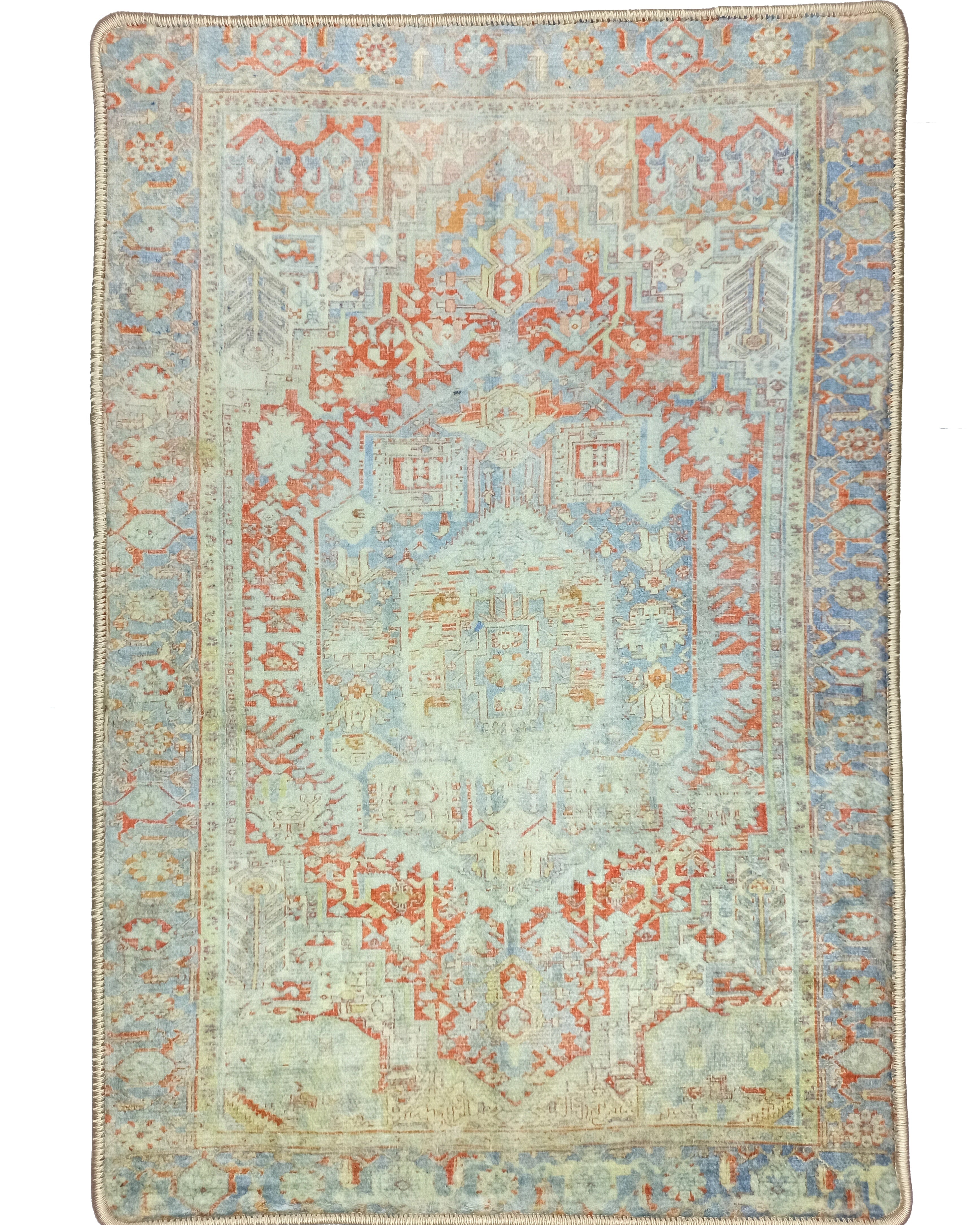 Kyler Faded Blue Orange Persian Small 2x3 Rug