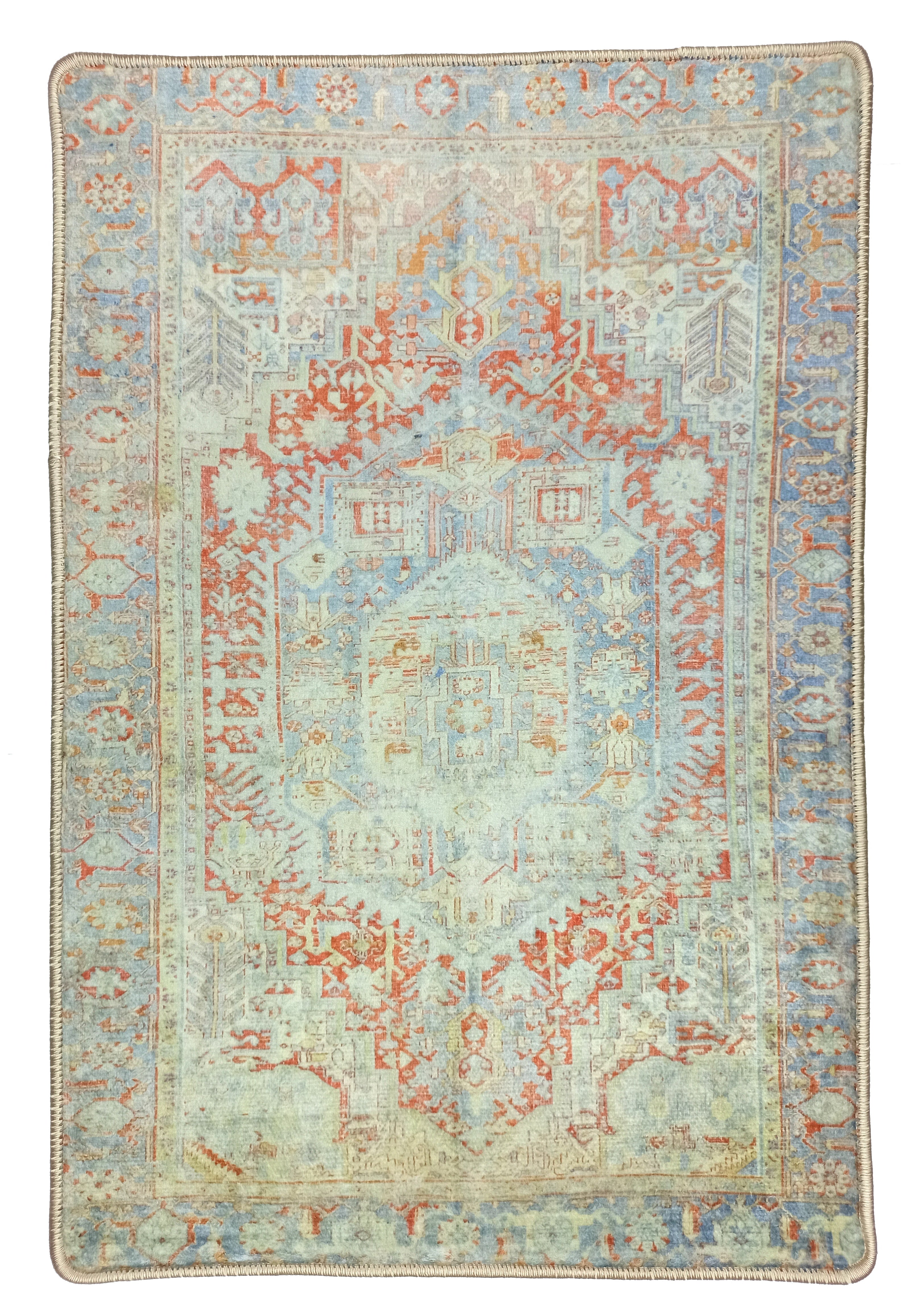 Kyler Faded Blue Orange Persian Small 2x3 Rug
