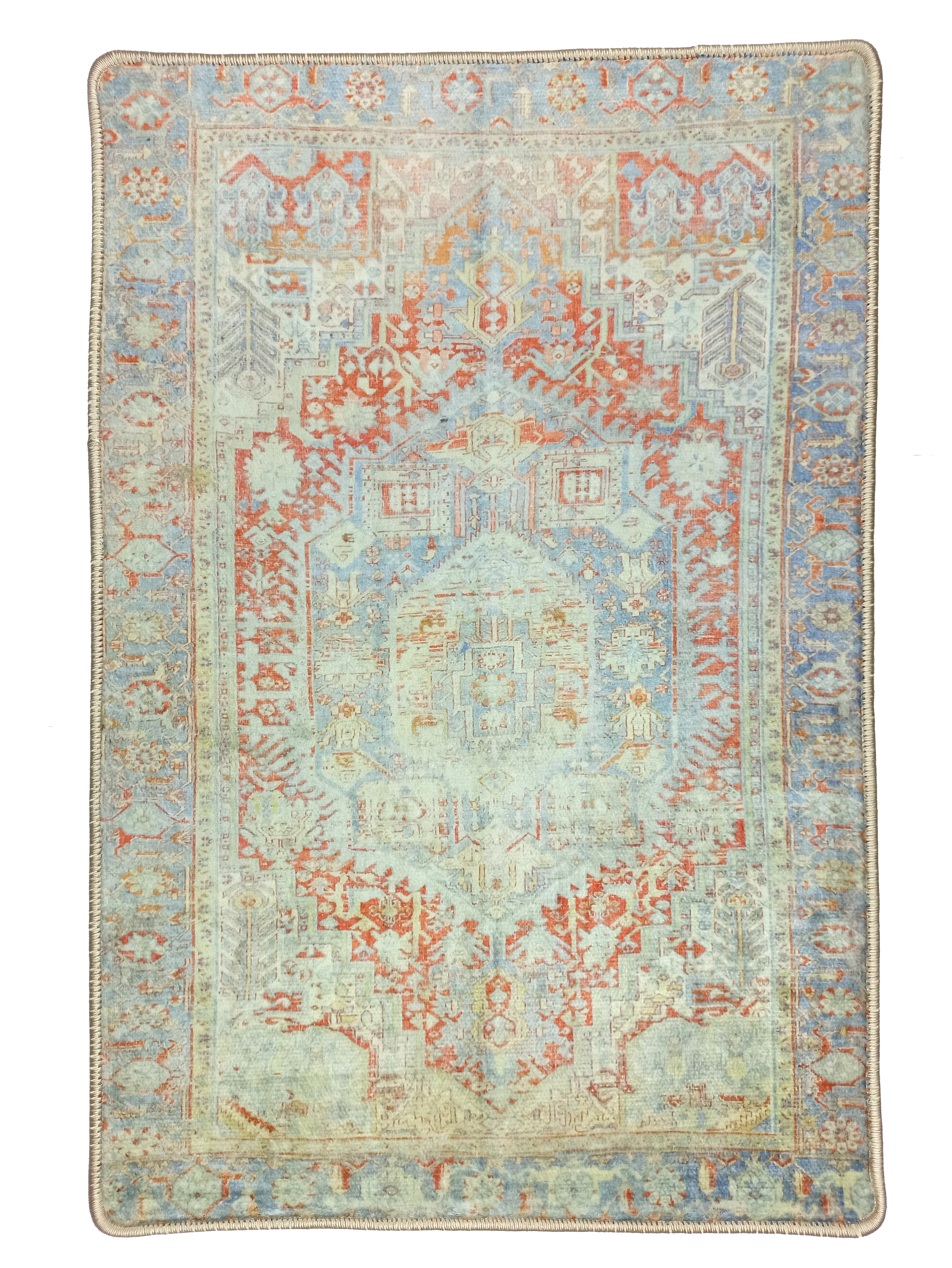 Kyler Faded Blue Orange Persian Small 2x3 Rug