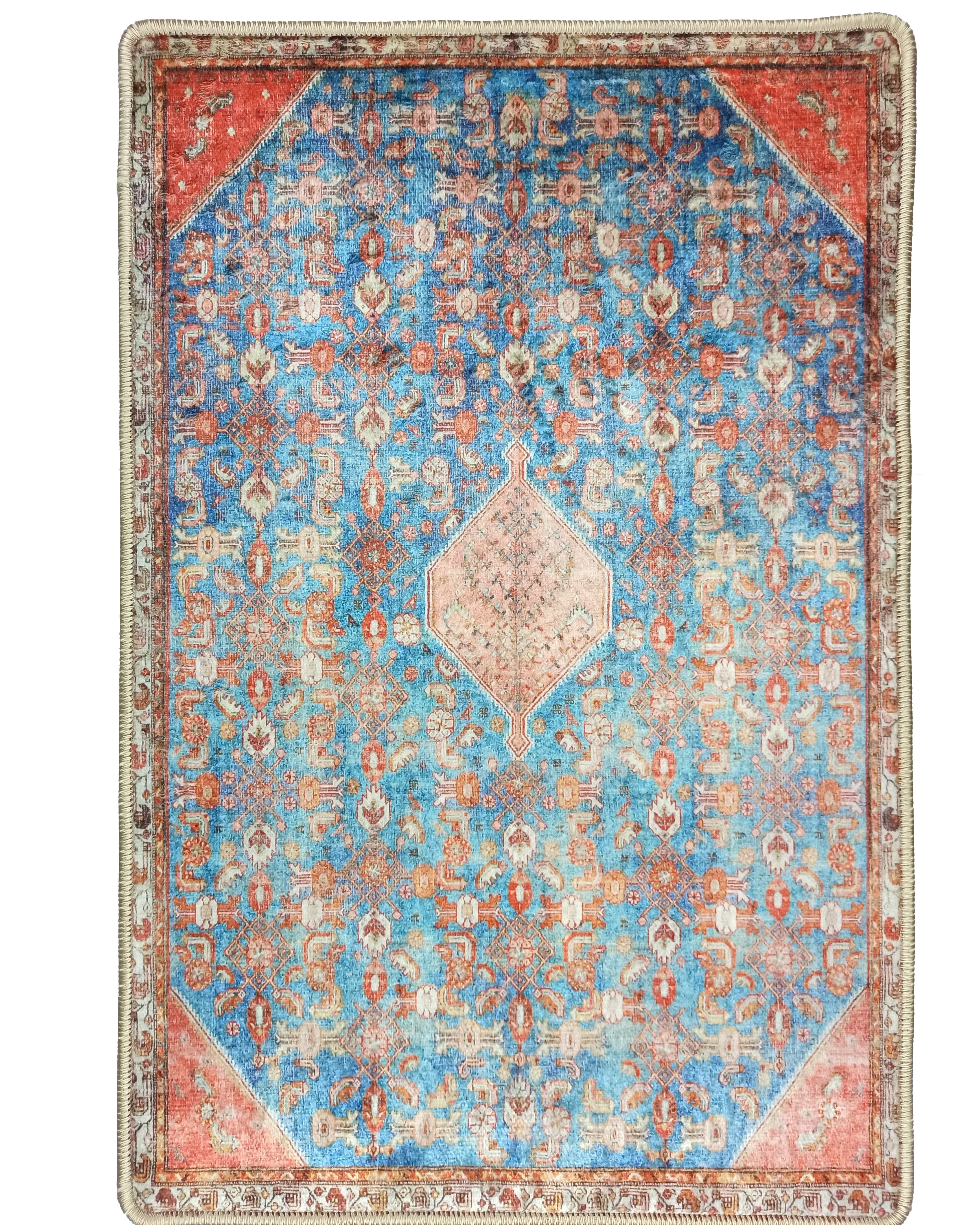 Hosanna Faded Blue Beige Terracotta Persian 2x3 Rug