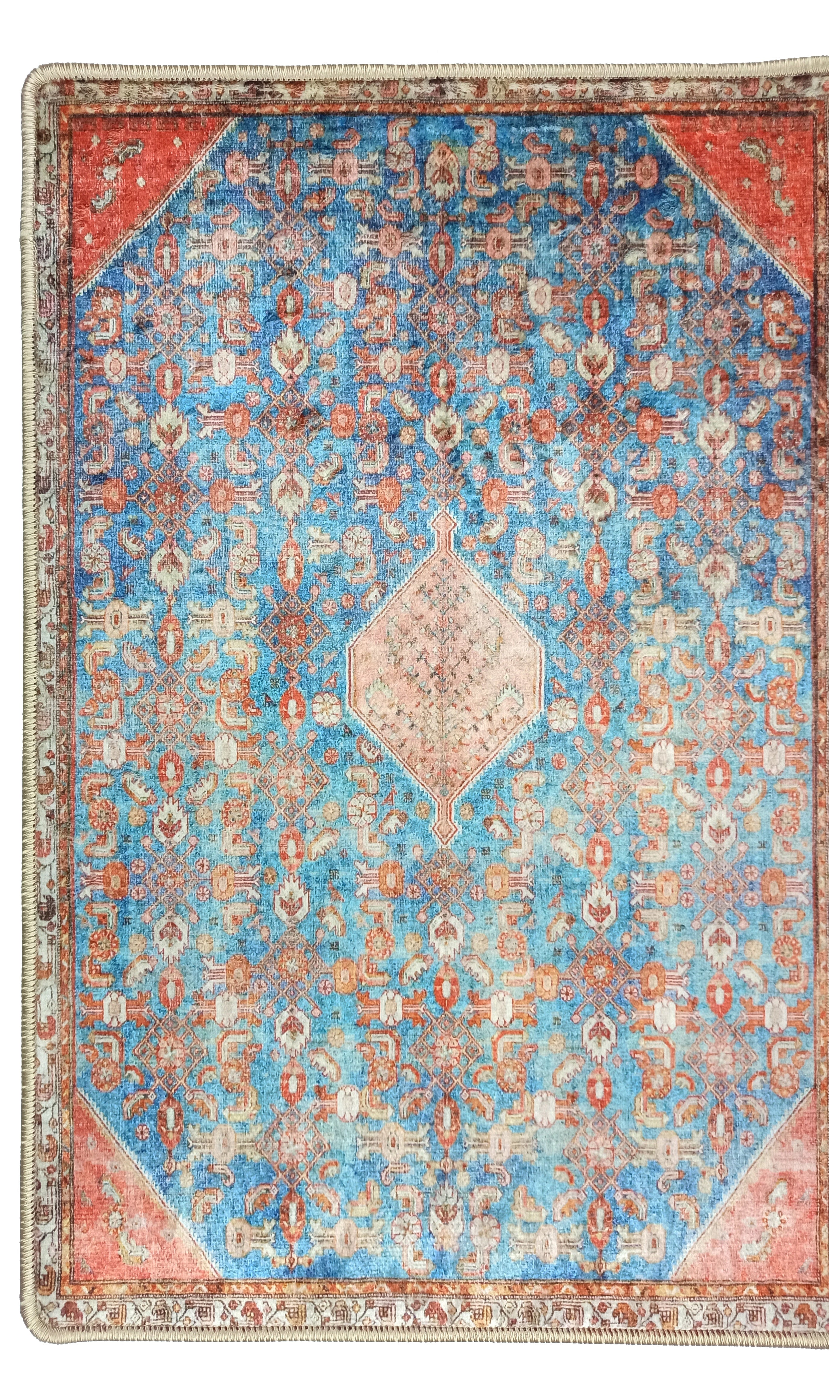 Hosanna Faded Blue Beige Terracotta Persian 2x3 Rug