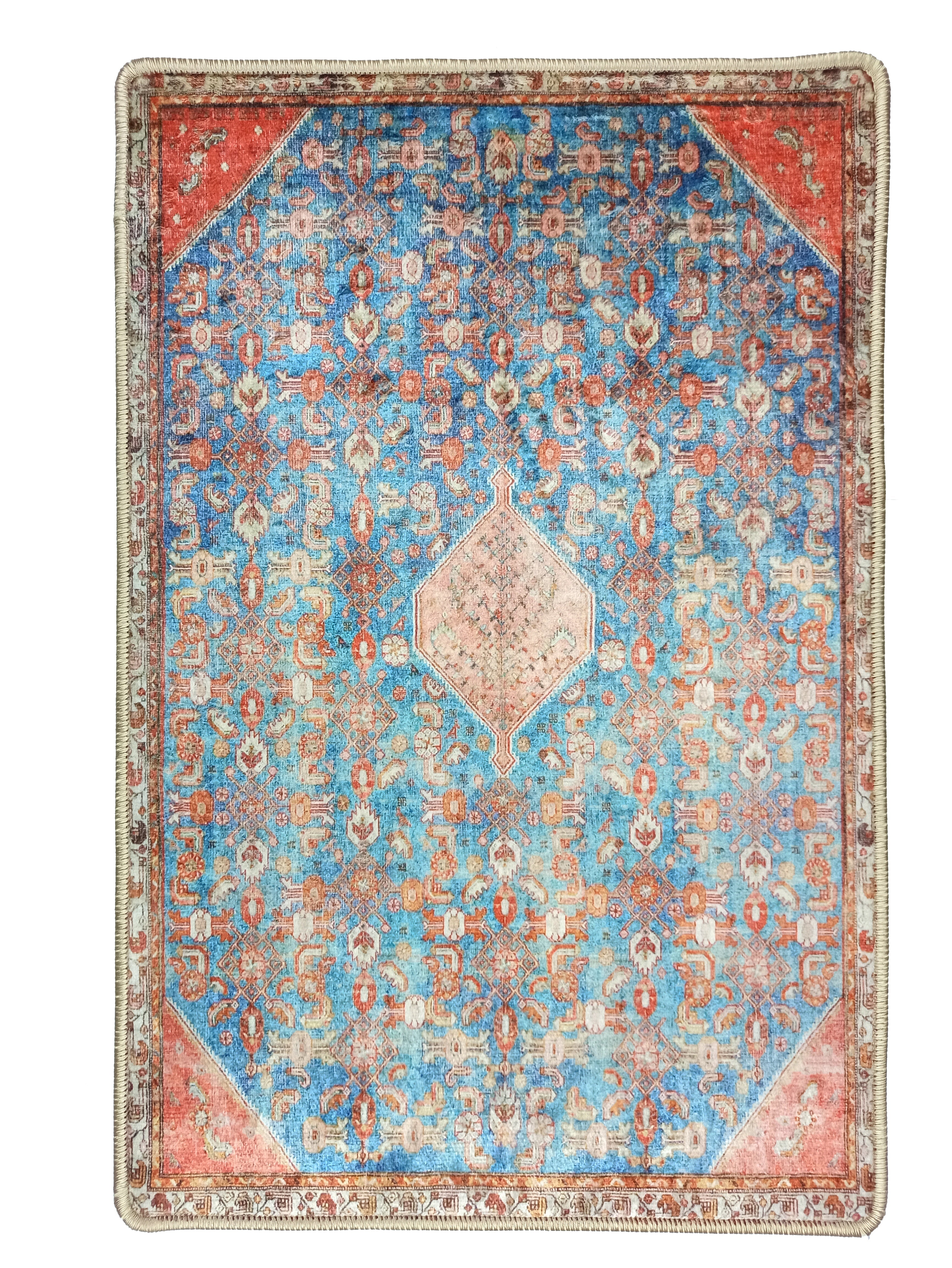 Hosanna Faded Blue Beige Terracotta Persian 2x3 Rug