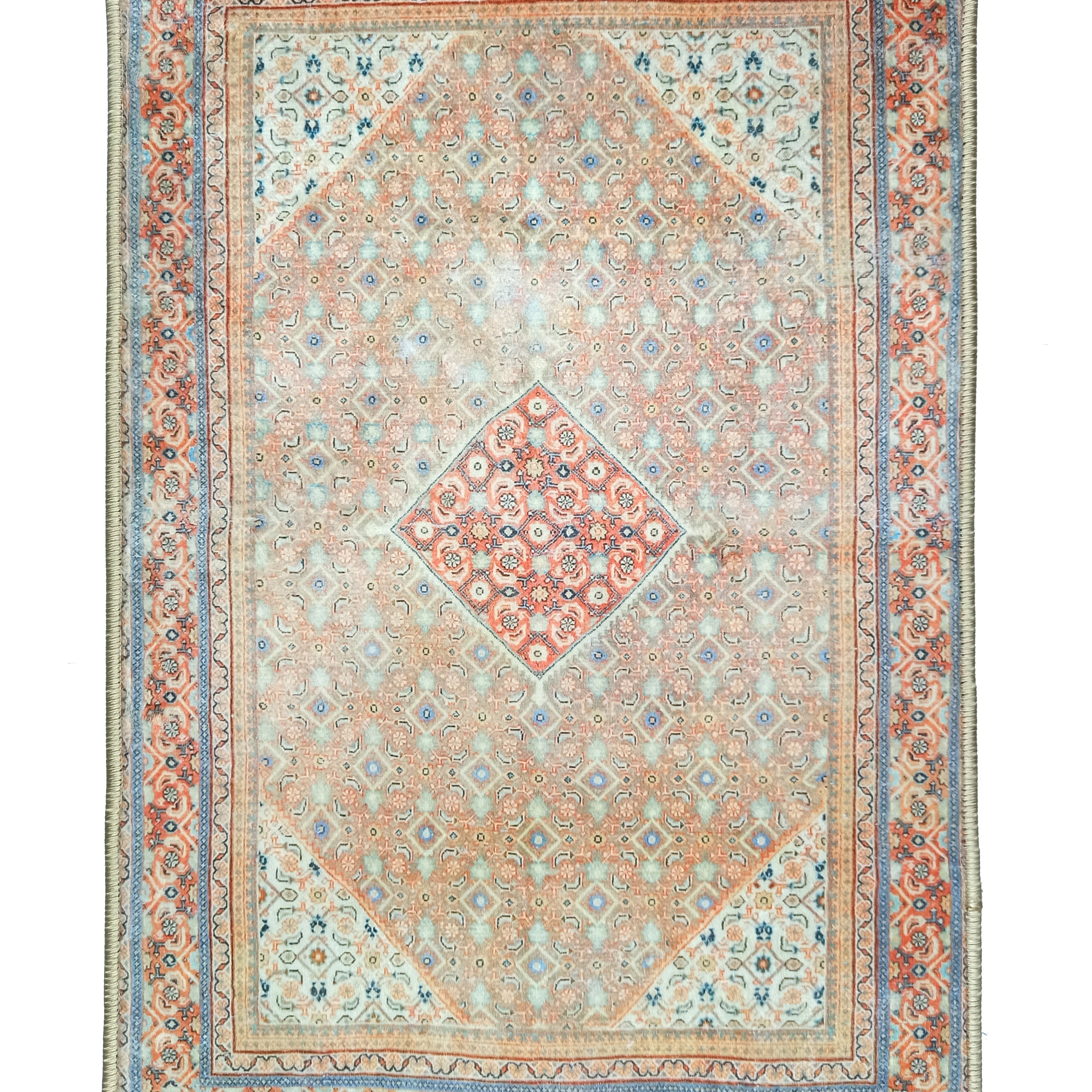 Kashan Faded Orange Blue Persian 2x3 Rug