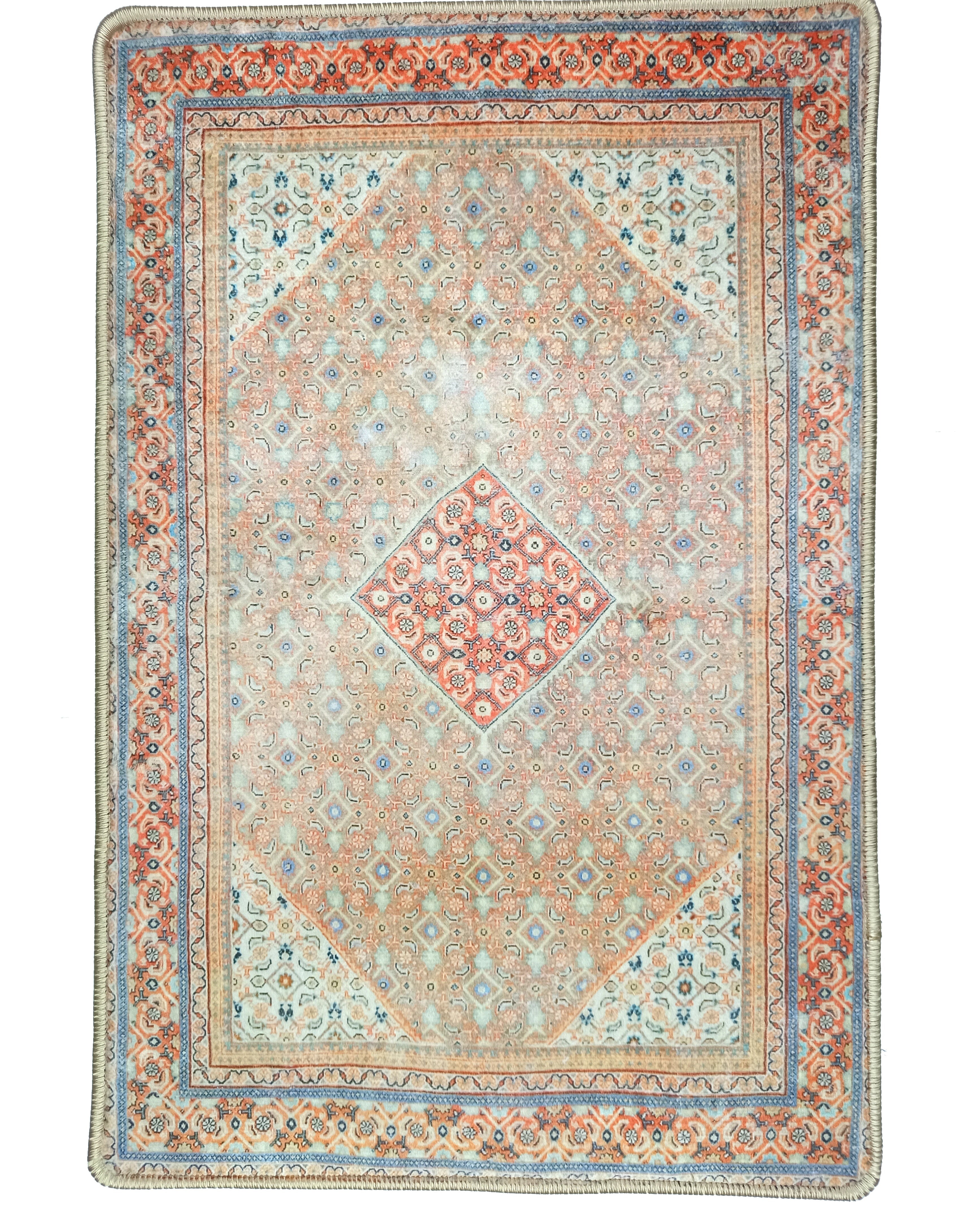 Kashan Faded Orange Blue Persian 2x3 Rug