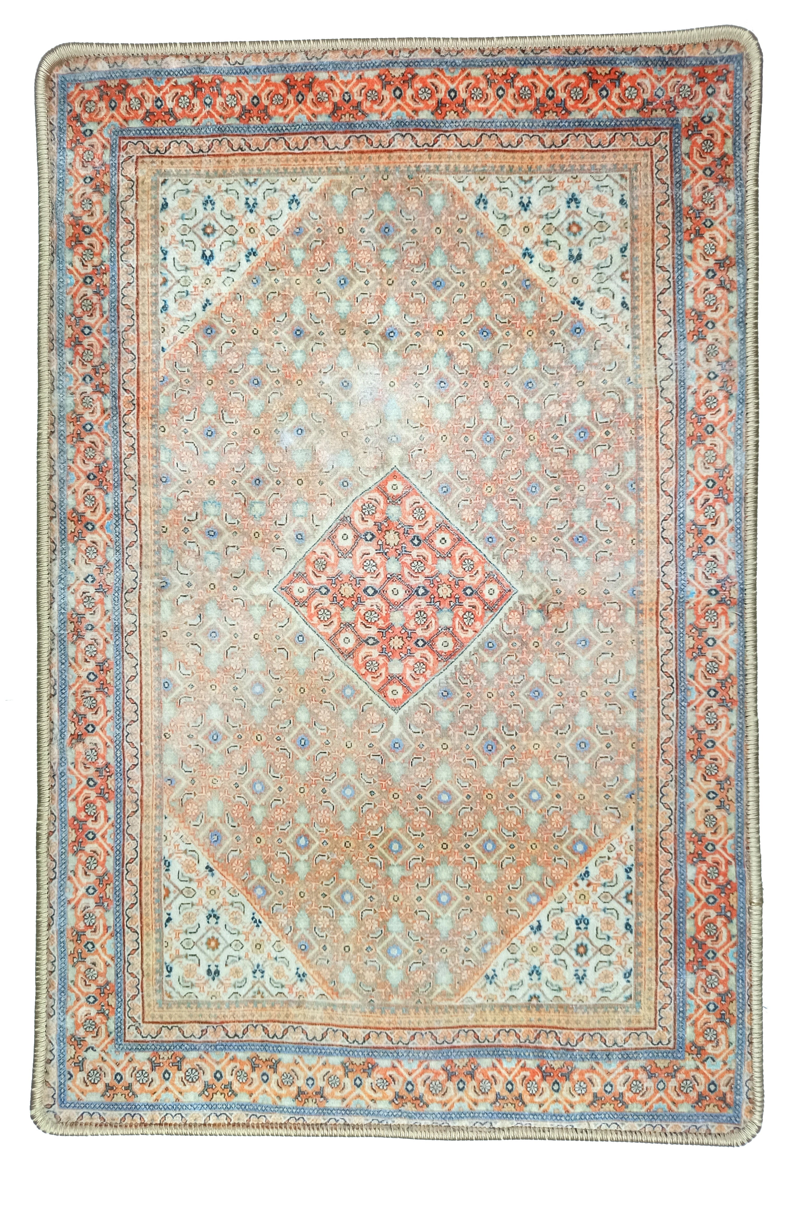 Kashan Faded Orange Blue Persian 2x3 Rug