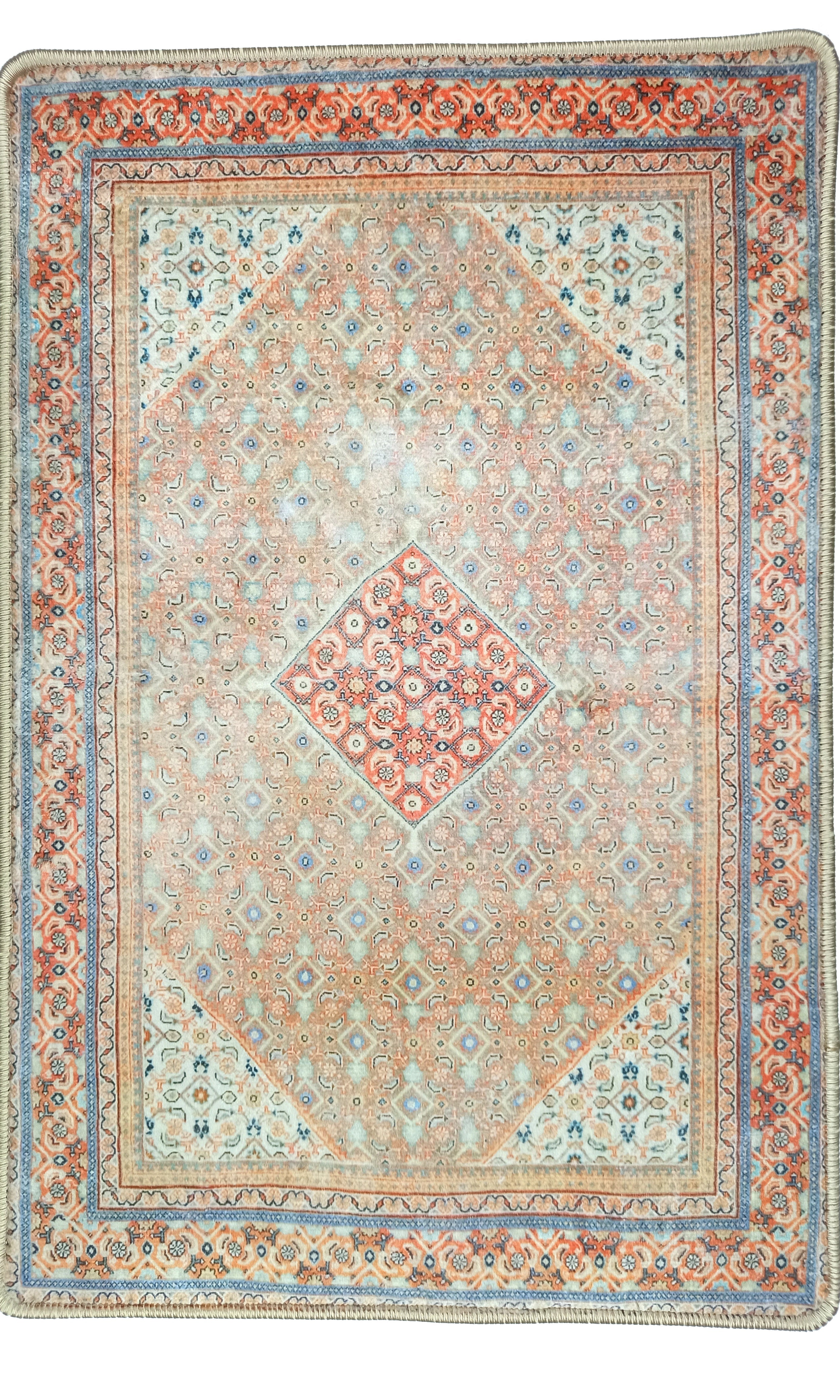 Kashan Faded Orange Blue Persian 2x3 Rug