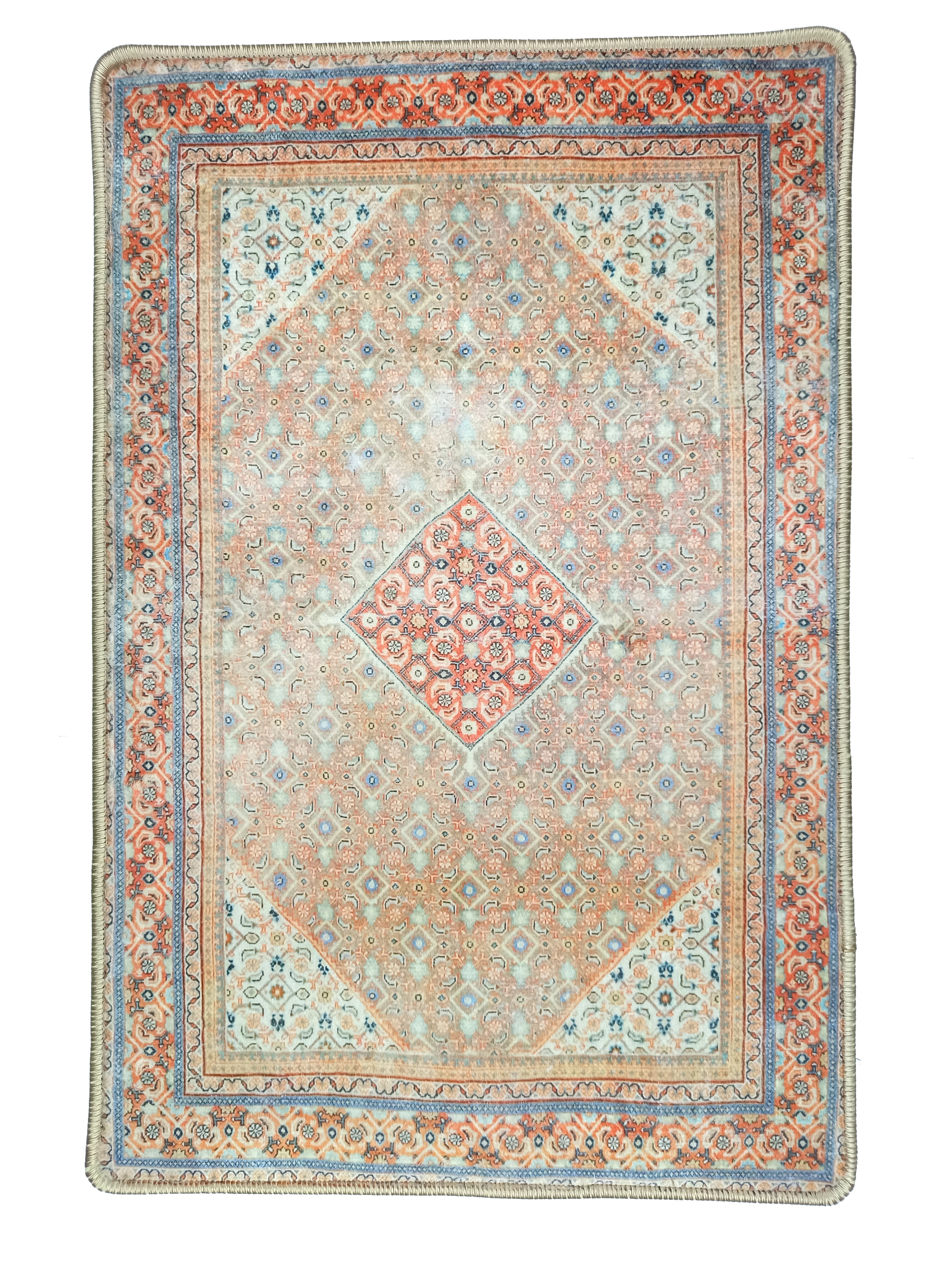 Kashan Faded Orange Blue Persian 2x3 Rug