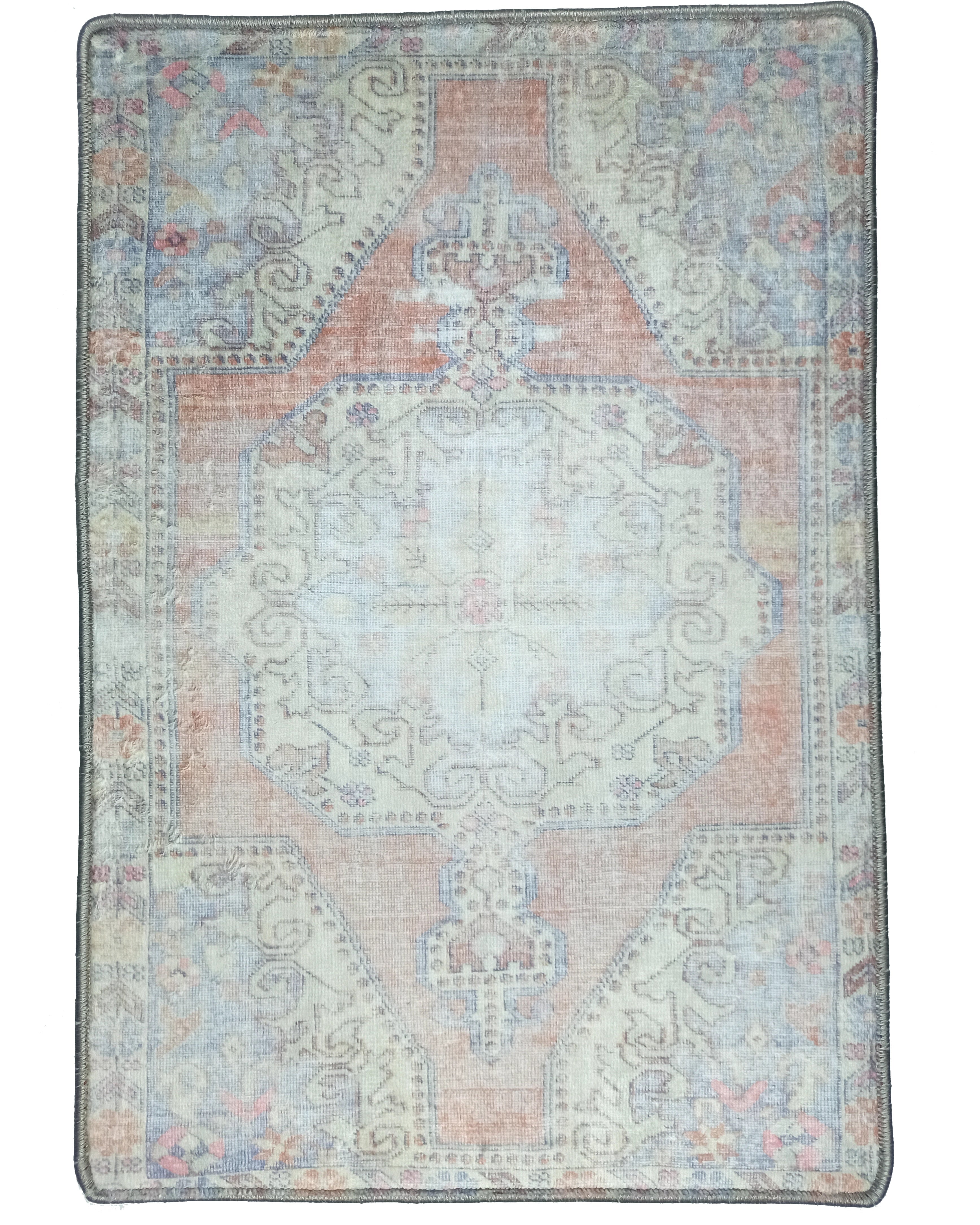 Eira Faded Orange Blue Oushak 2x3 Rug