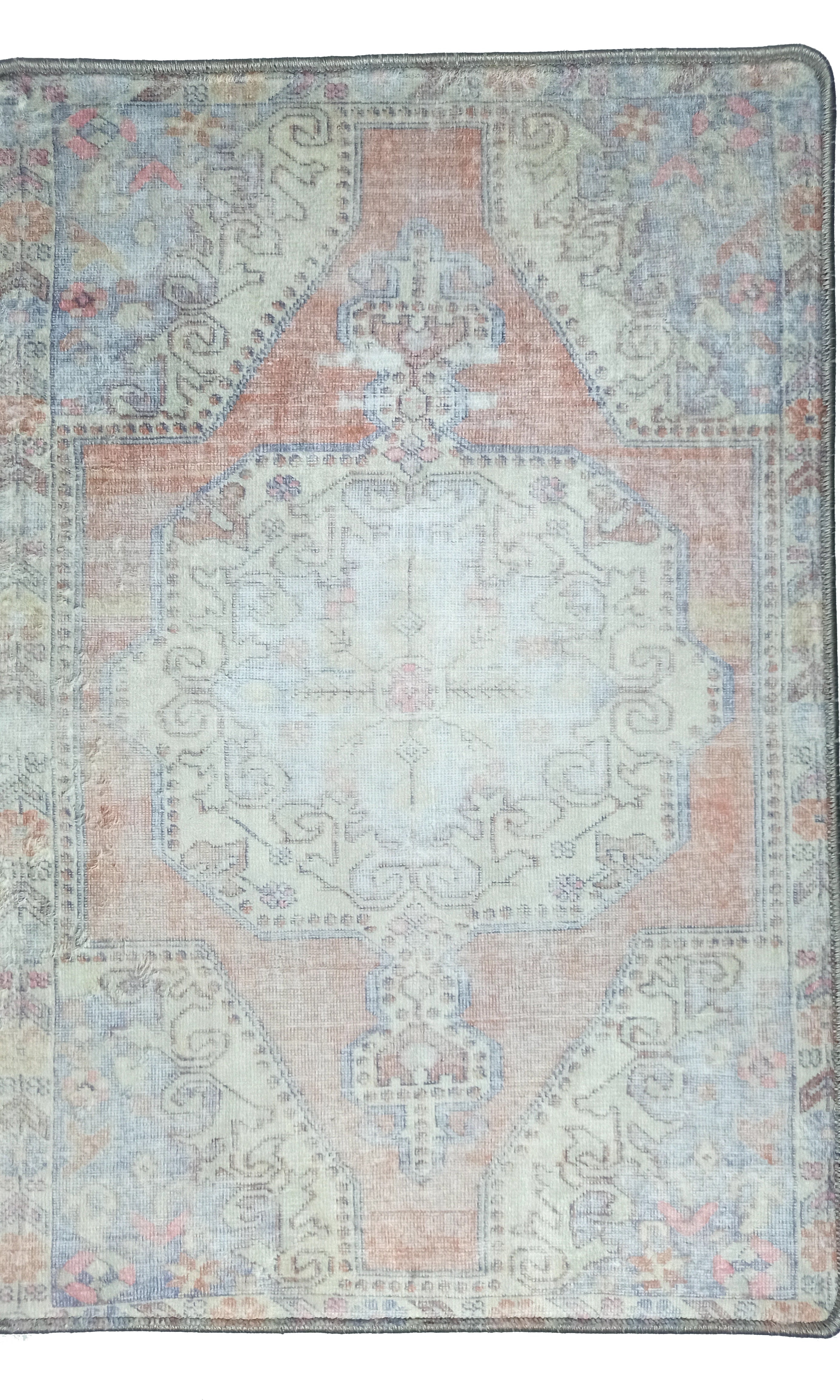 Eira Faded Orange Blue Oushak 2x3 Rug
