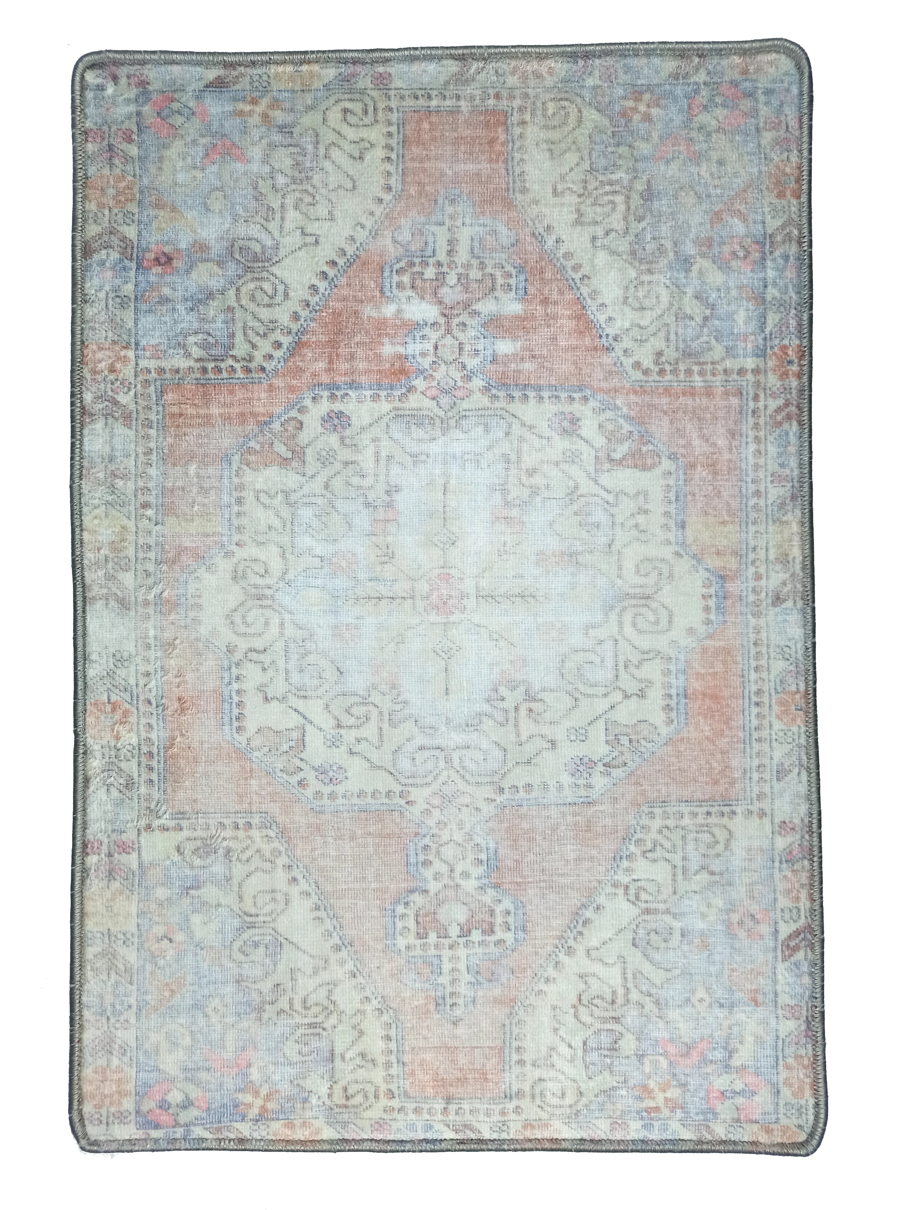 Eira Faded Orange Blue Oushak 2x3 Rug