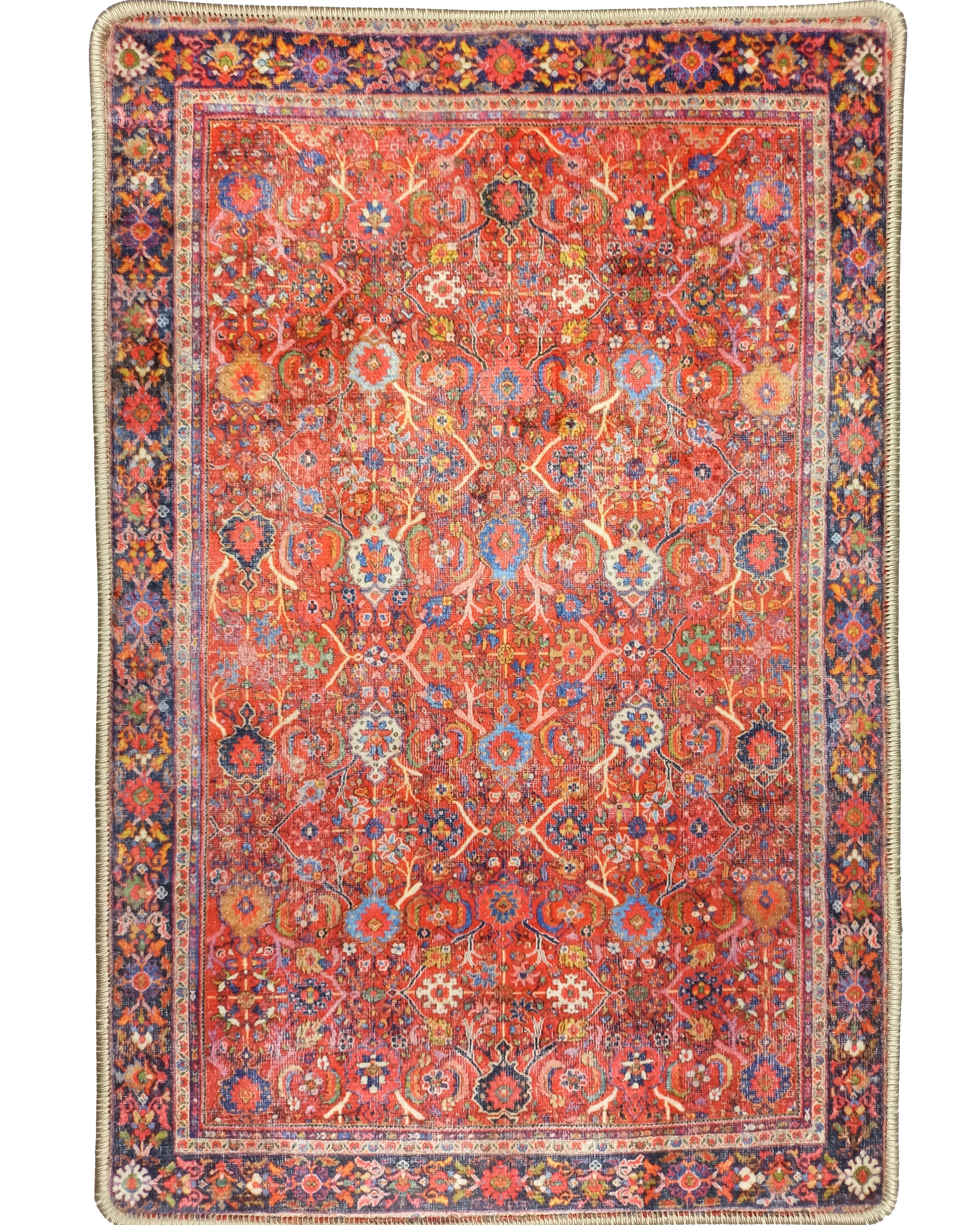 Vivi Red Orange Floral Turkish 2x3 Rug