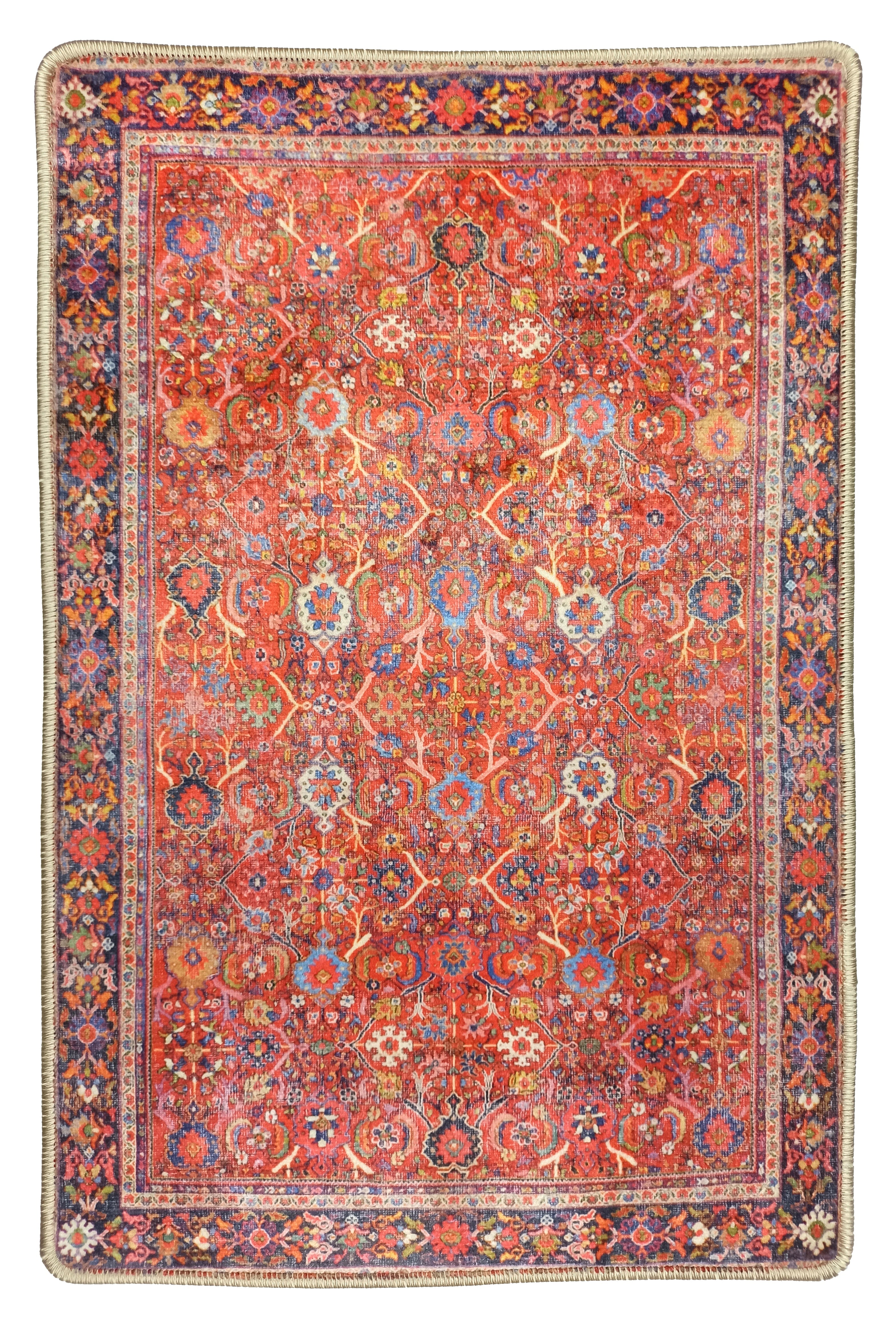 Vivi Red Orange Floral Turkish 2x3 Rug