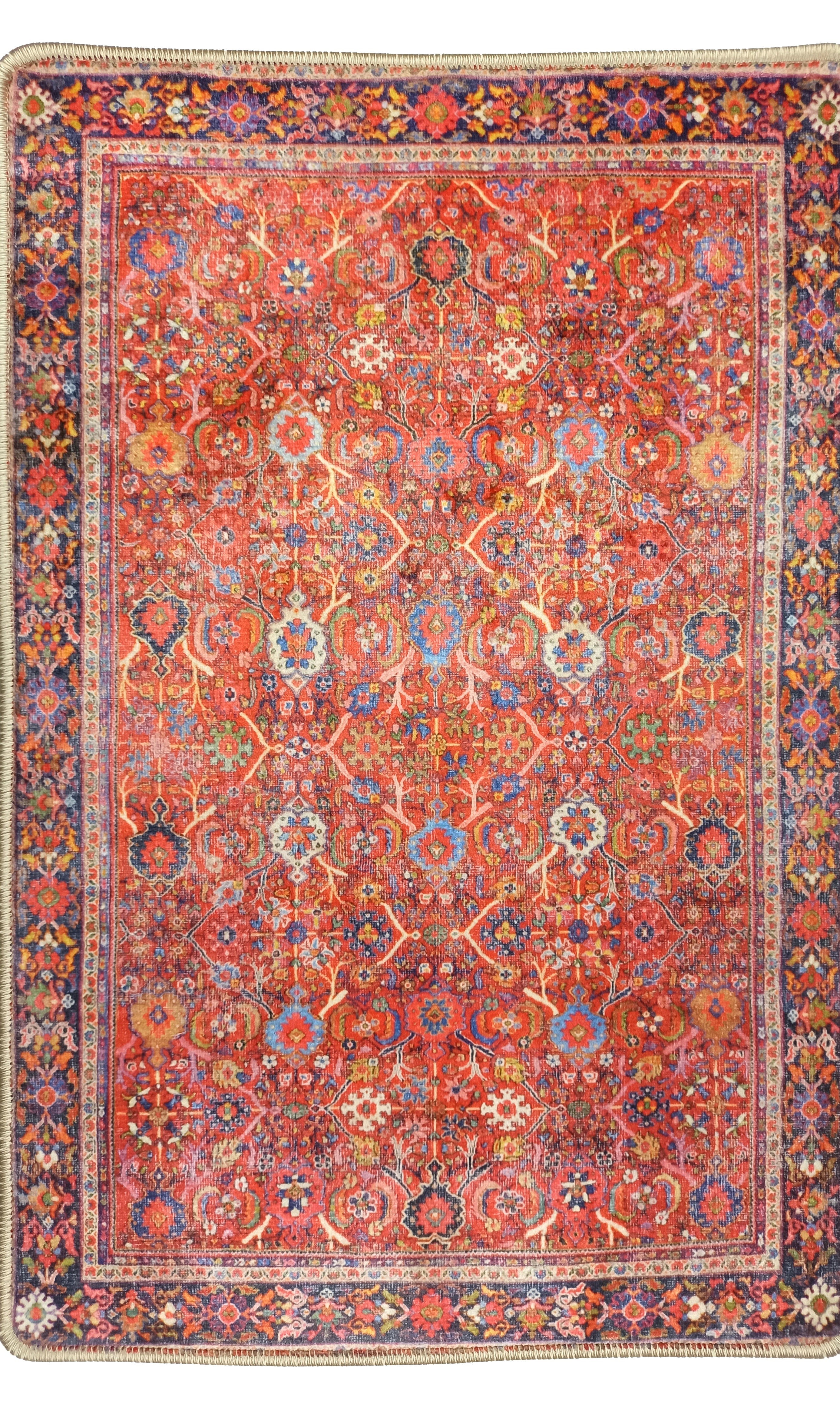 Vivi Red Orange Floral Turkish 2x3 Rug