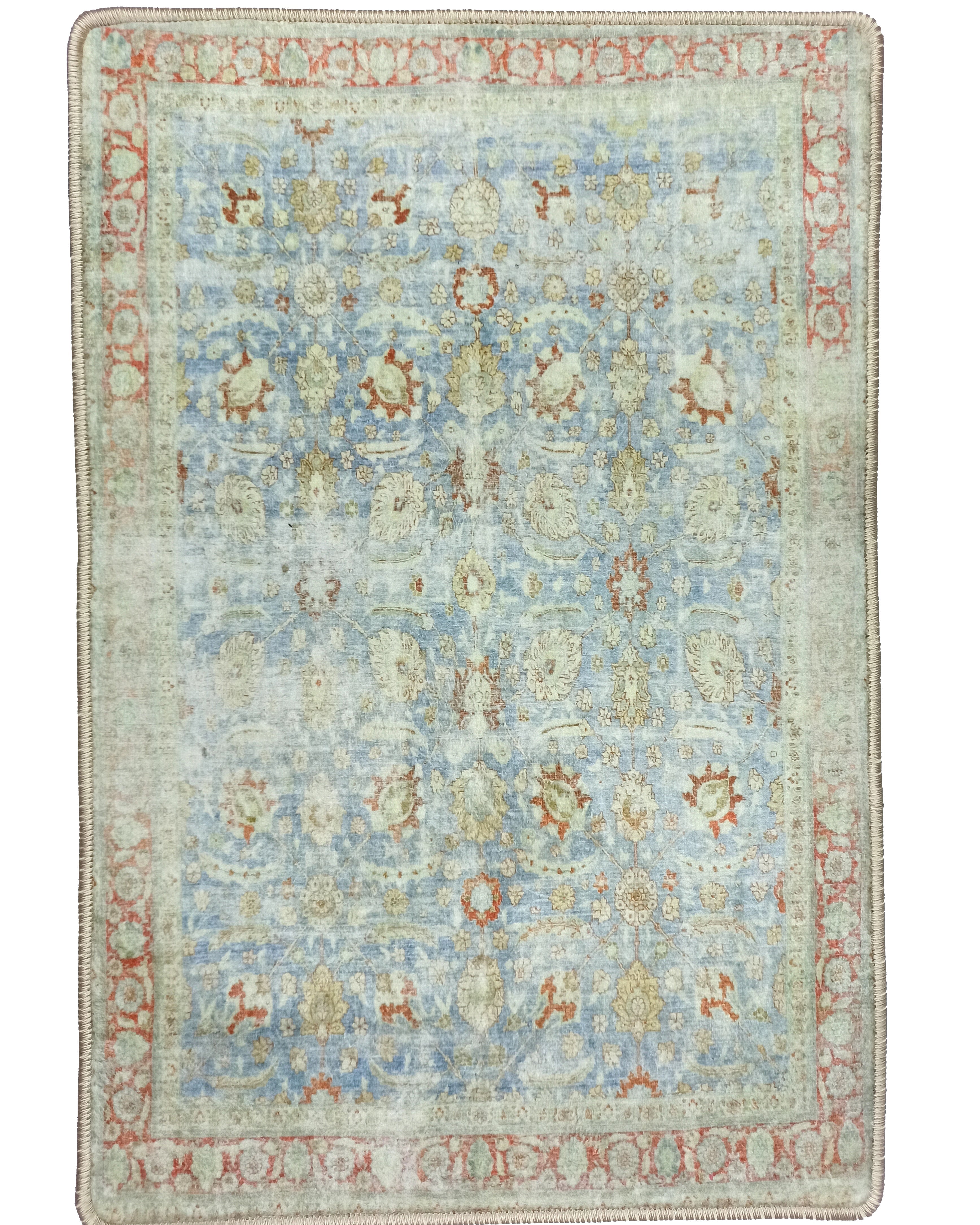 Alys Faded Blue Beige Vintage Turkish 2x3 Rug