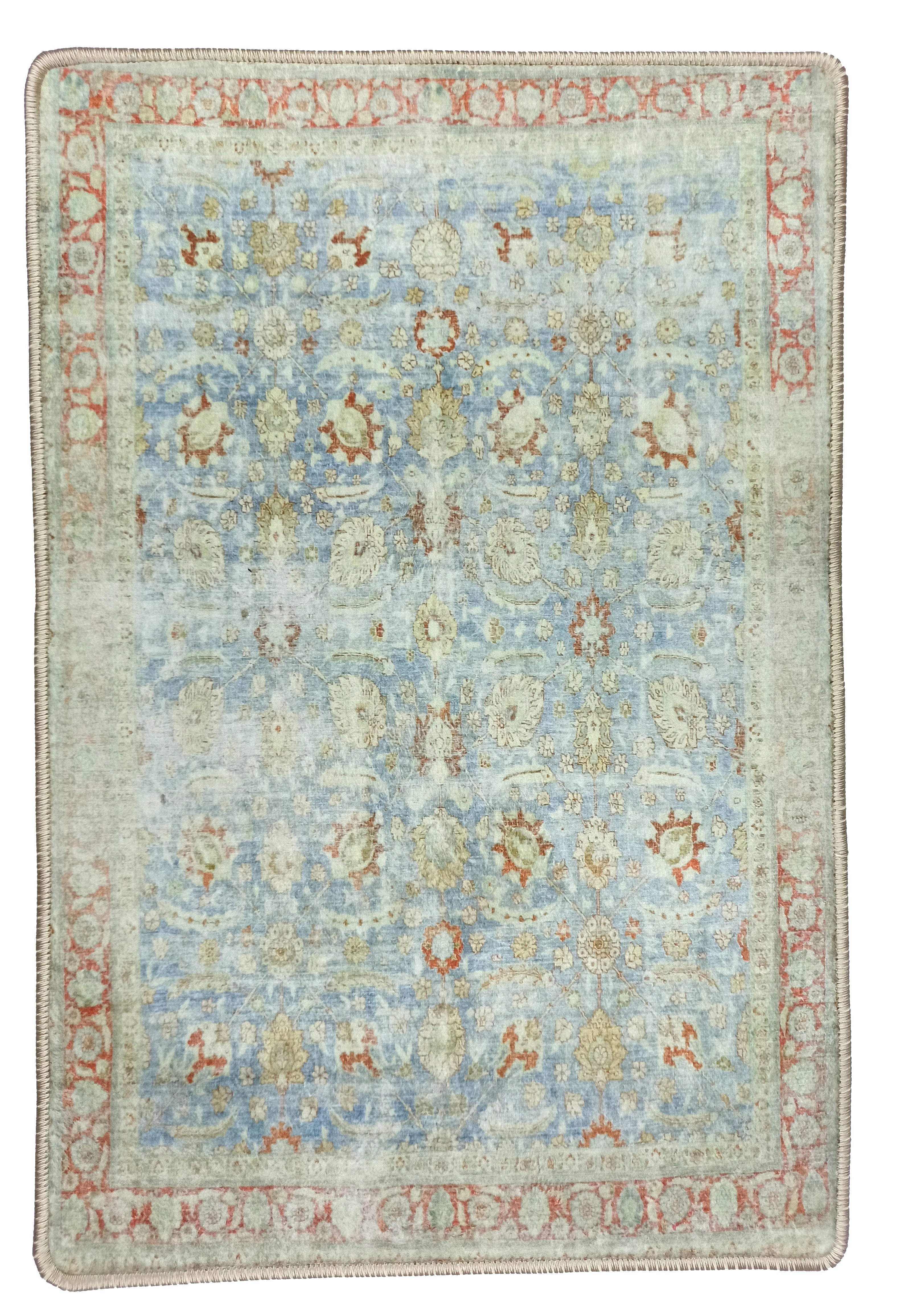Alys Faded Blue Beige Vintage Turkish 2x3 Rug