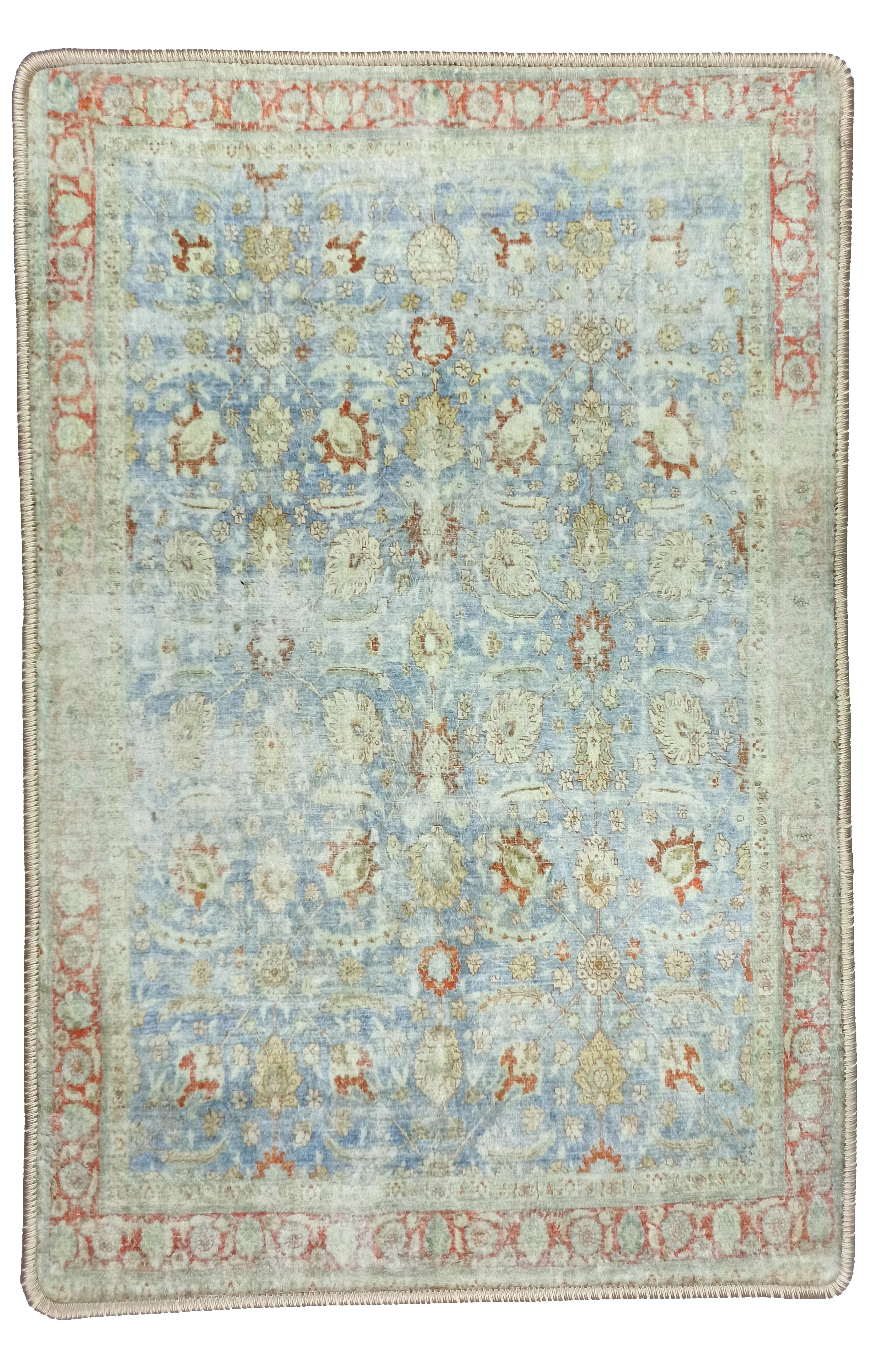 Alys Faded Blue Beige Vintage Turkish 2x3 Rug