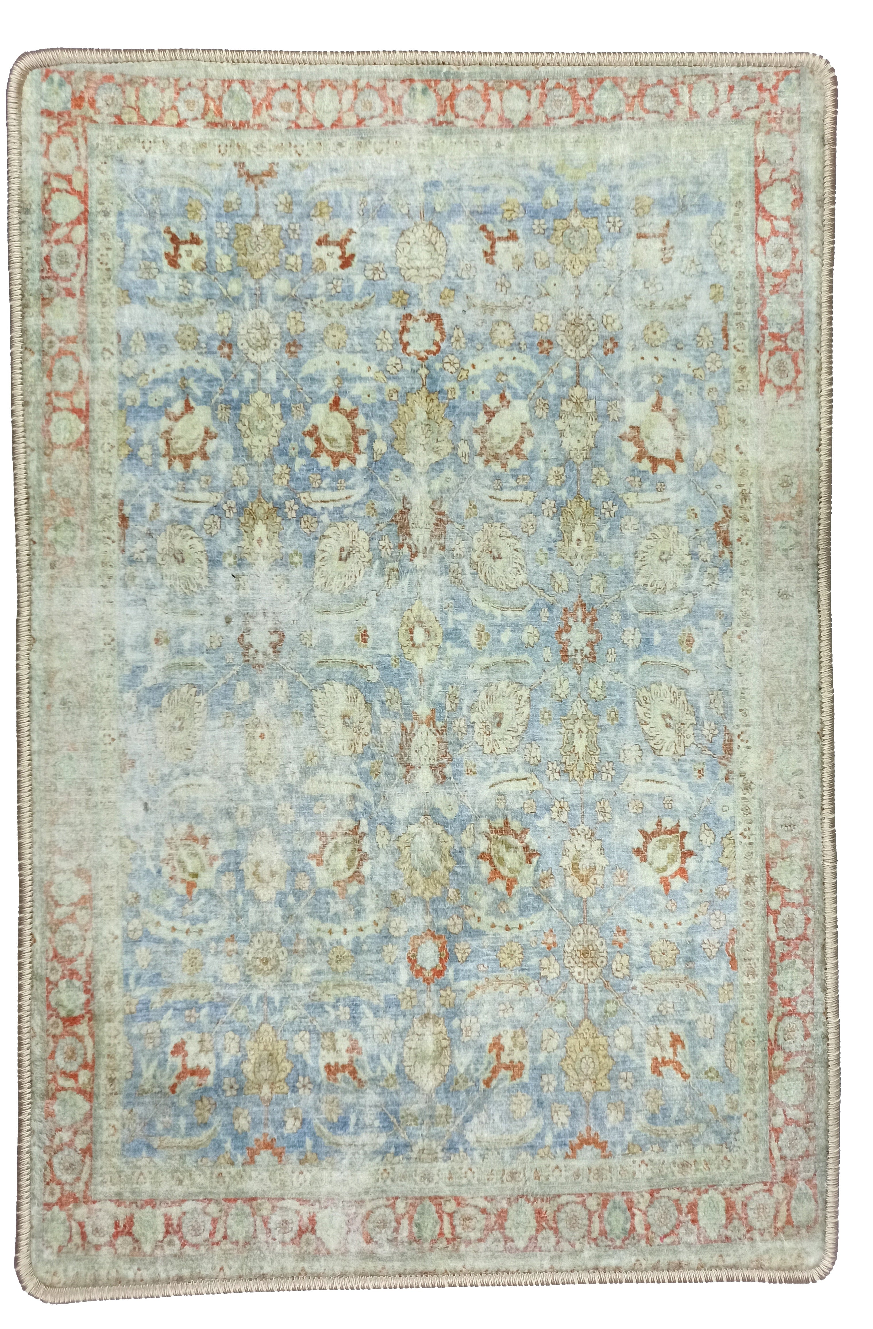 Alys Faded Blue Beige Vintage Turkish 2x3 Rug