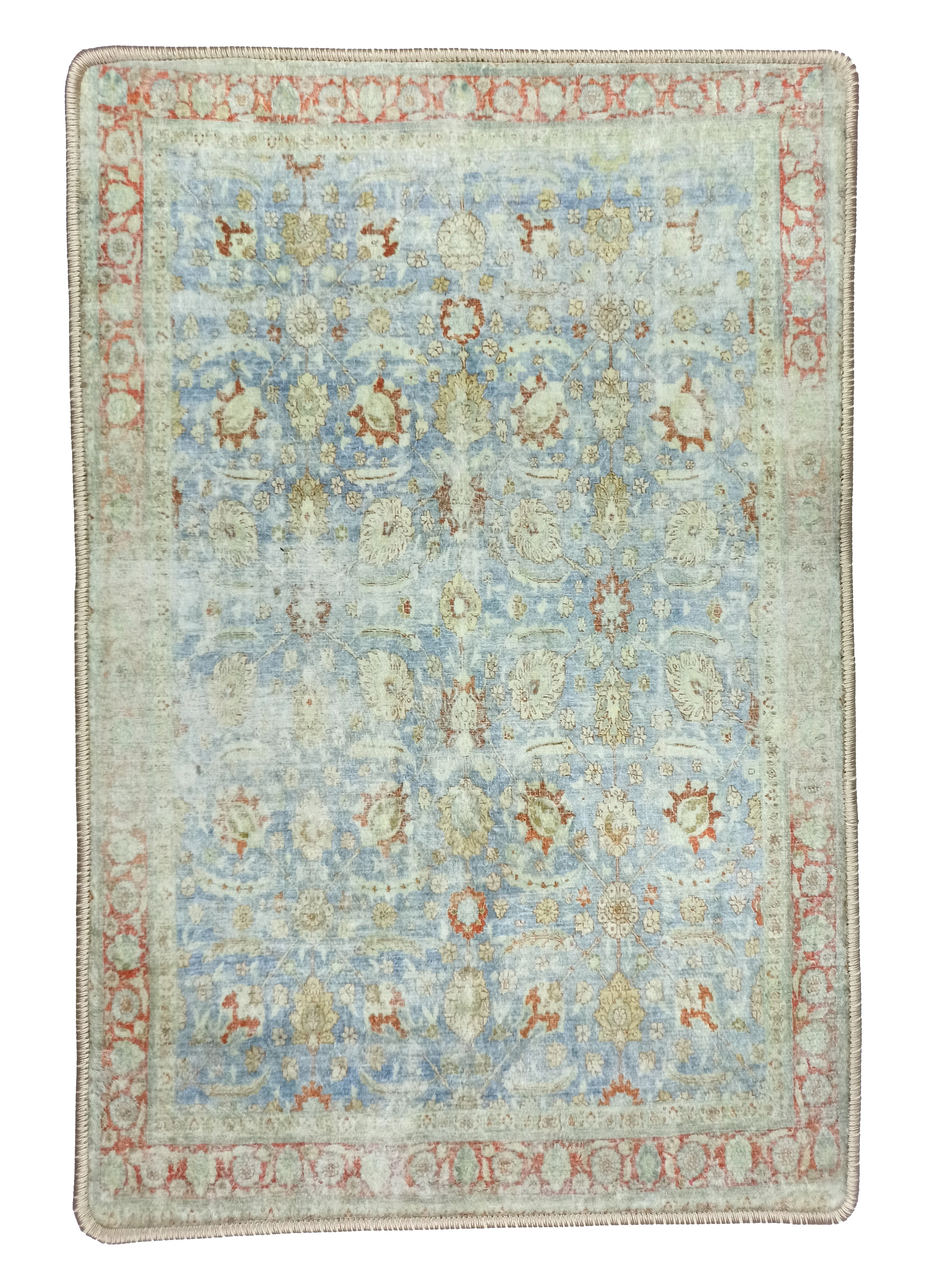 Alys Faded Blue Beige Vintage Turkish 2x3 Rug