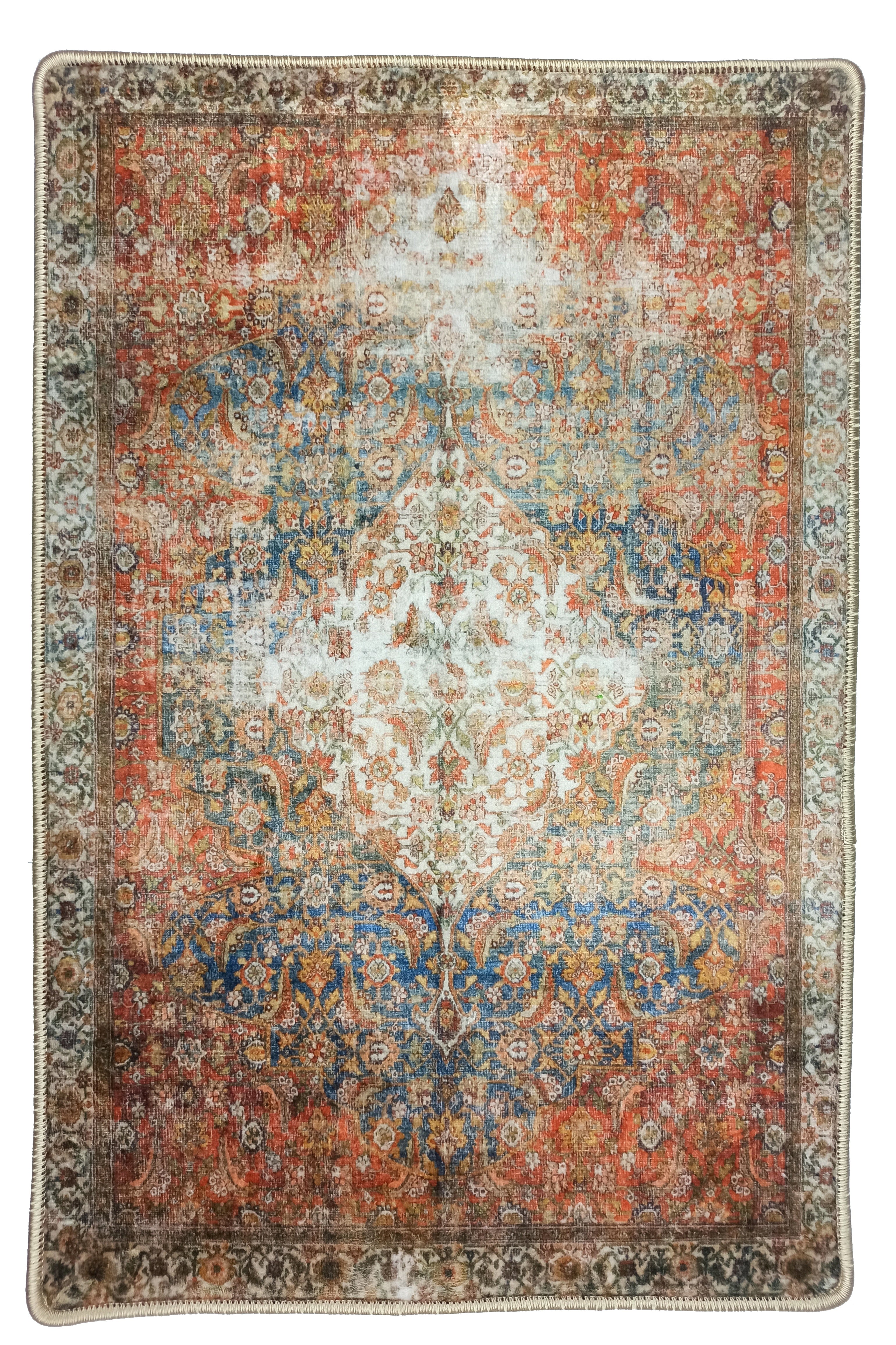 Lexa Terracotta Blue Oriental Persian 2x3 Rug