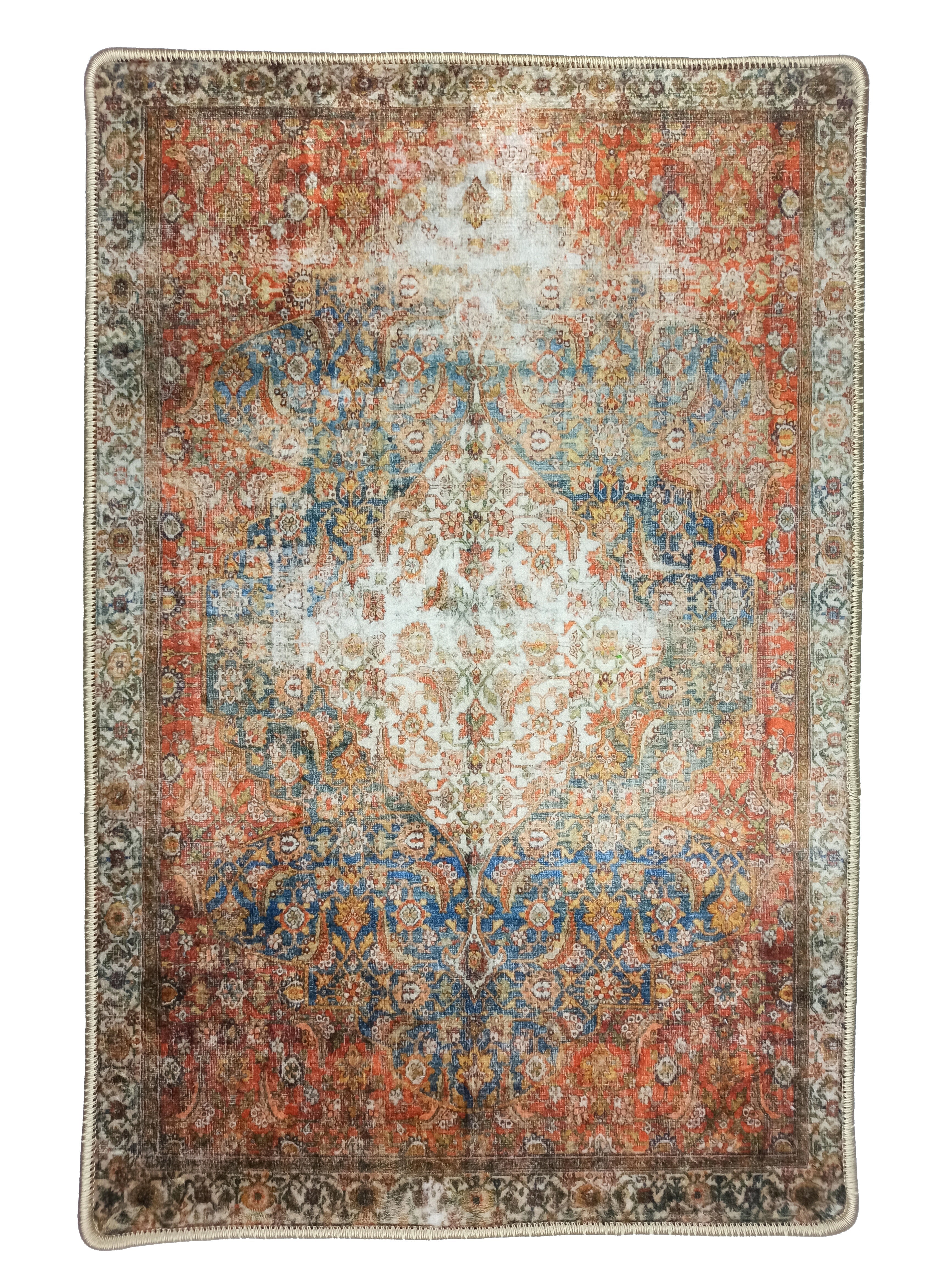 Lexa Terracotta Blue Oriental Persian 2x3 Rug