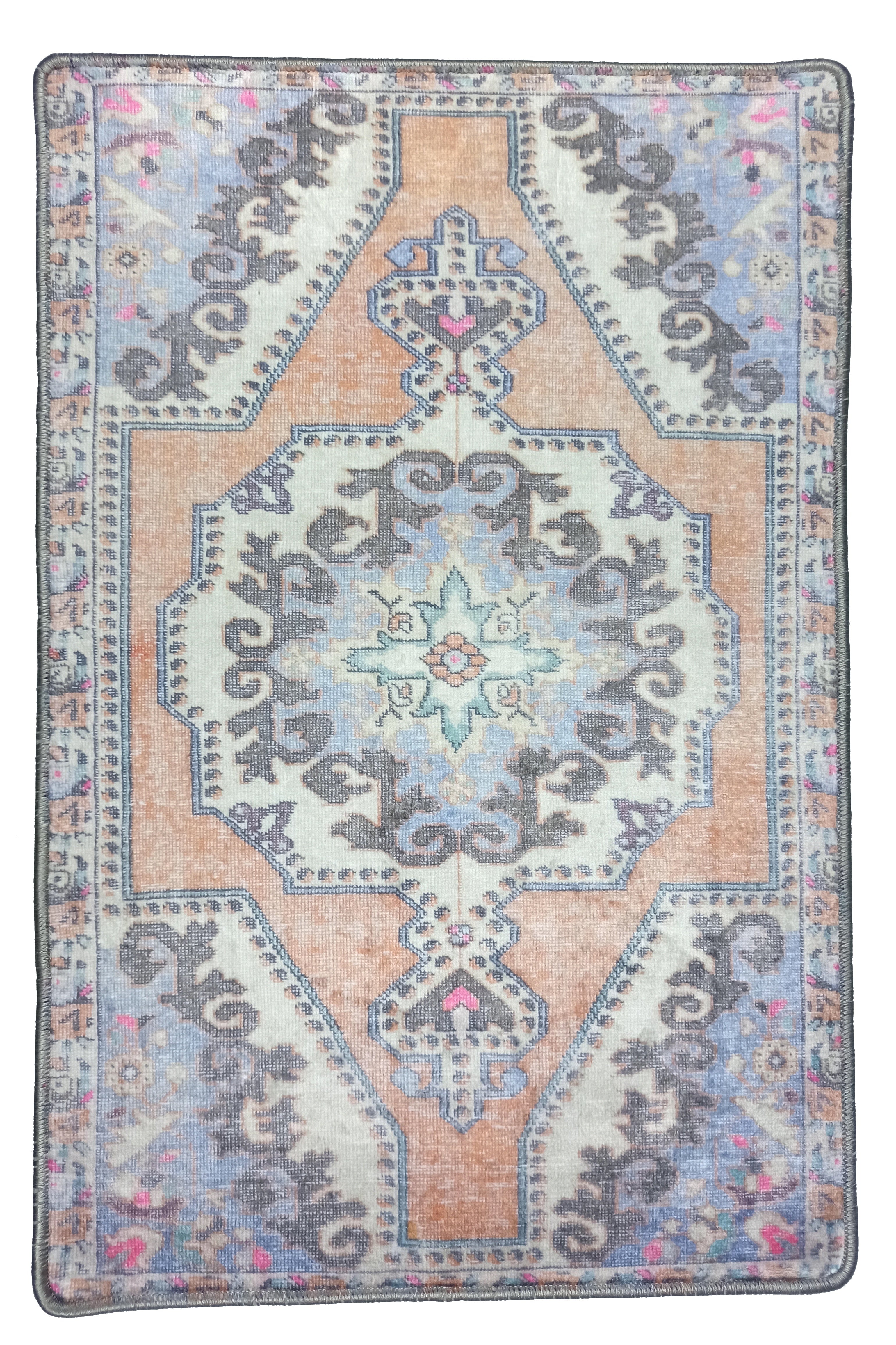 Efion Faded Orange Lavender Turkish 2x3 Rug